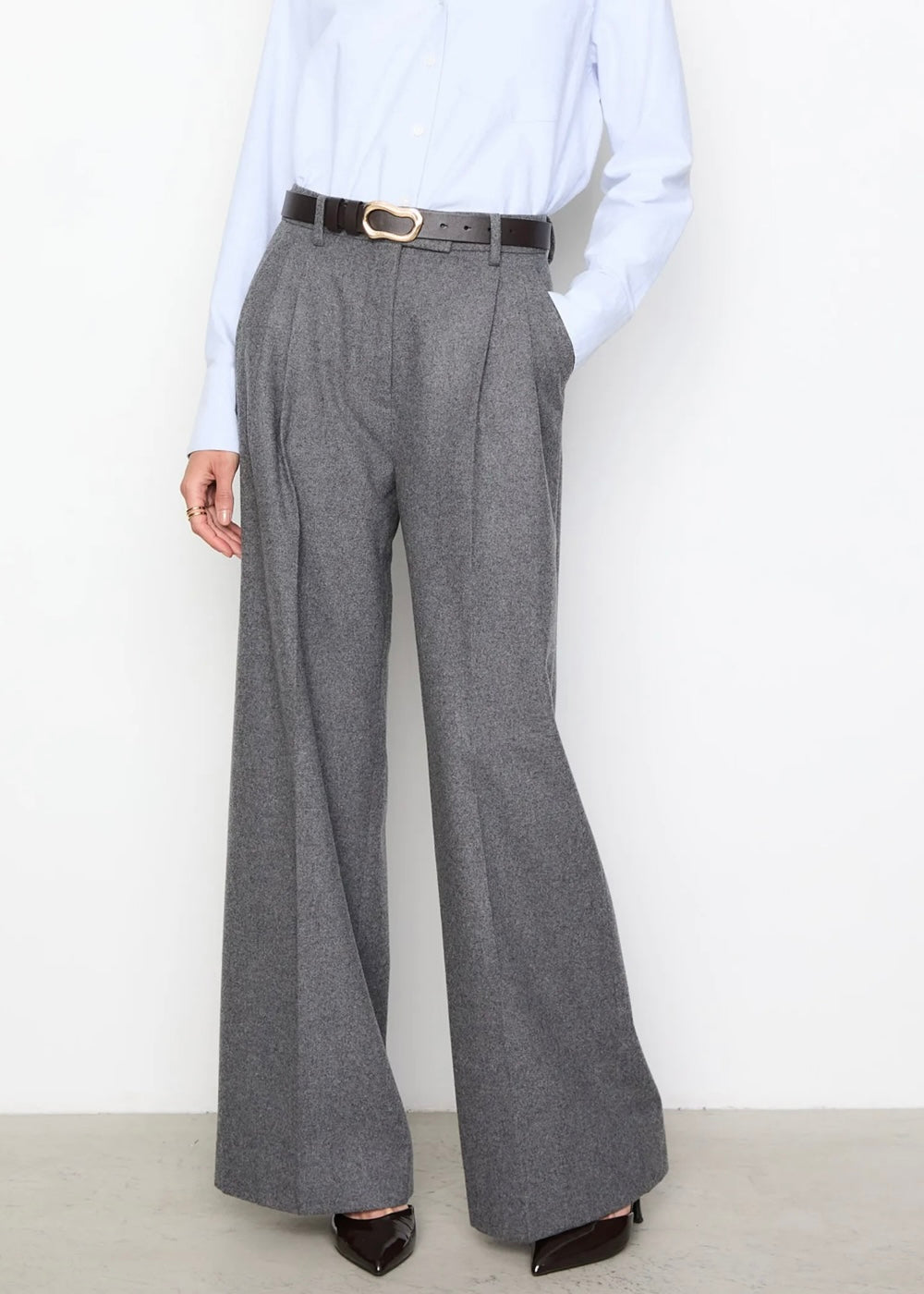 Ava Flannel trouser Grey Melange