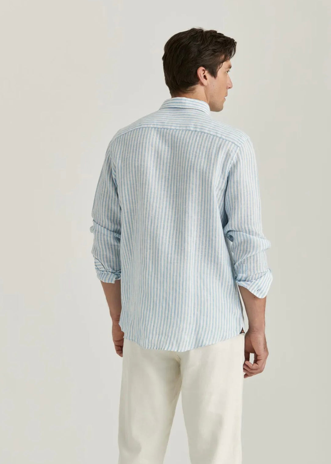 Morris Douglas Linen Stripe shirt - Blue