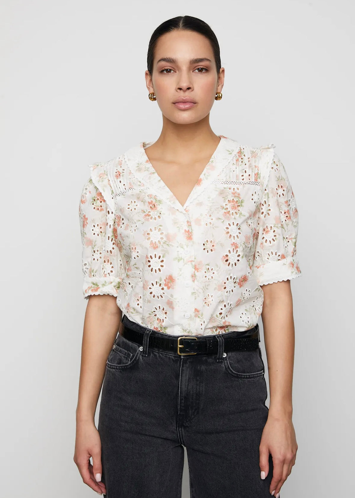Camilla Pihl Hera blouse - White Rose Print