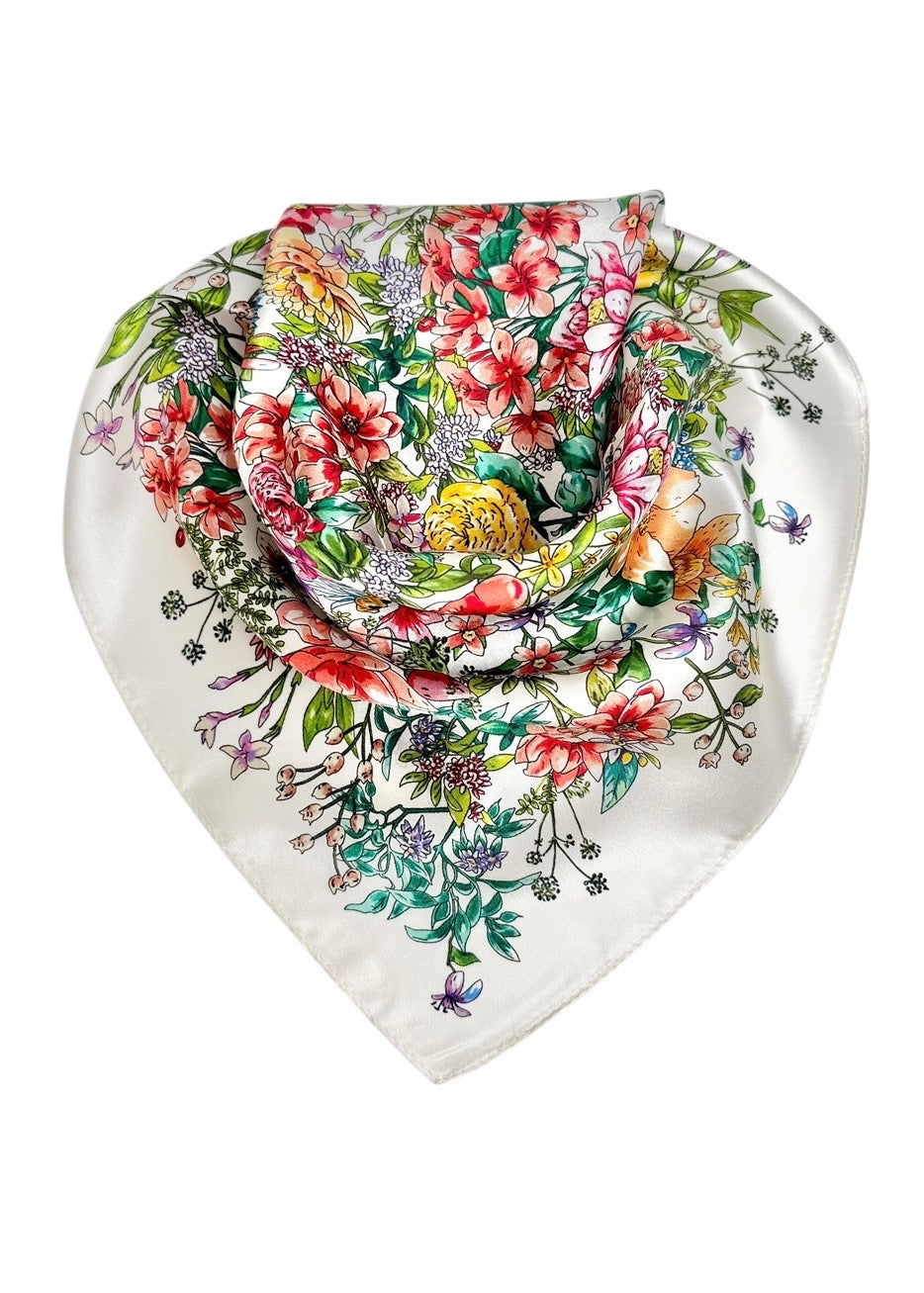 Silk Scarf Multi Flower