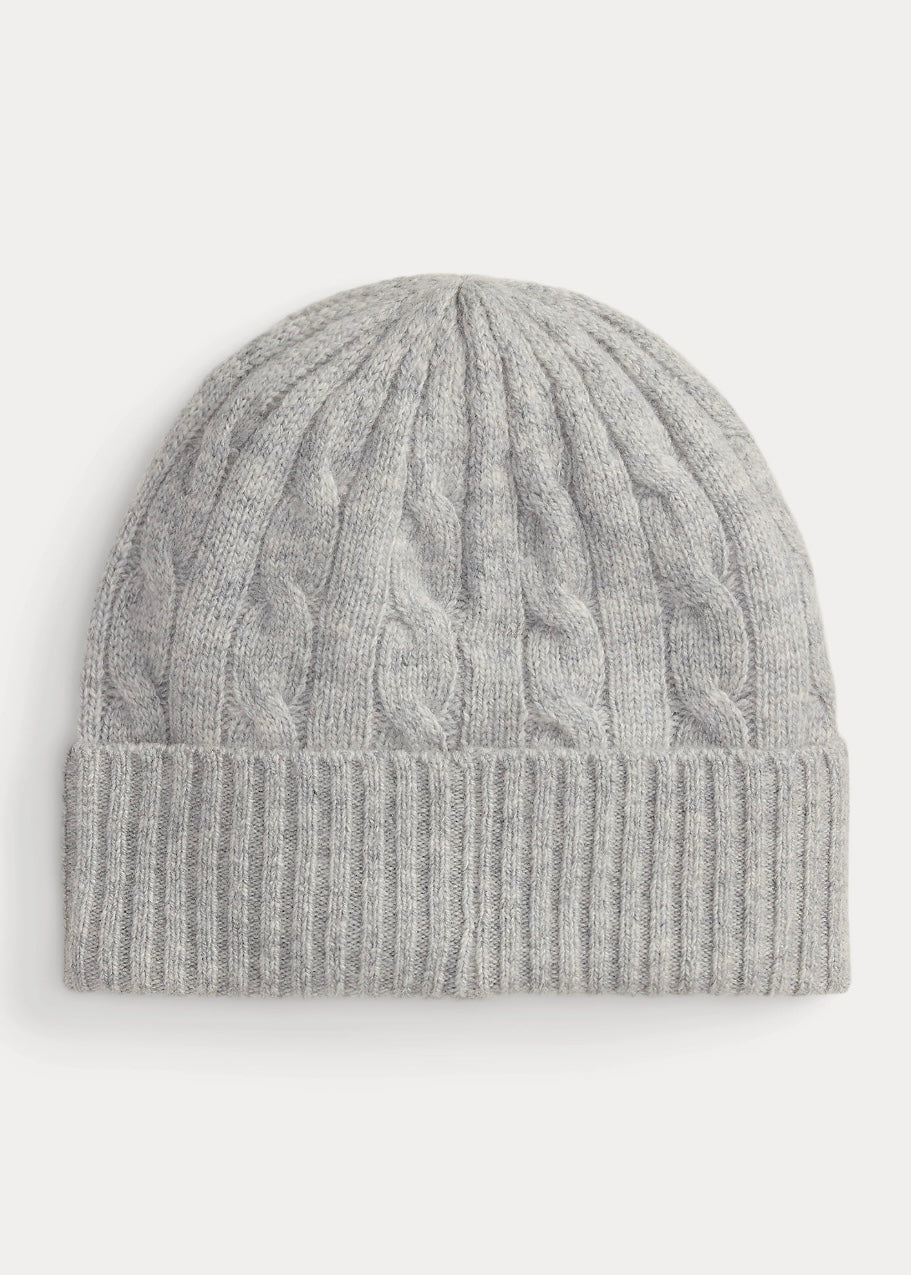 Cable Wool-Cashmere beanie Soft Grey
