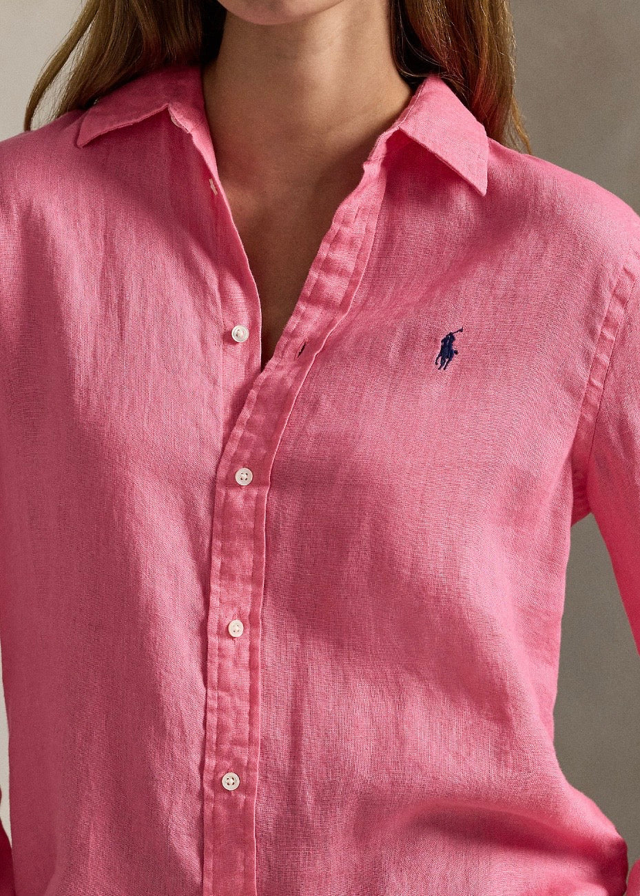 Classic Fit Linen Shirt Pink