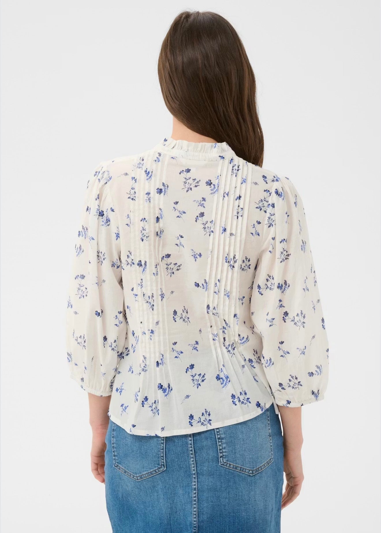 Brith Blouse Blue Bouquet Print