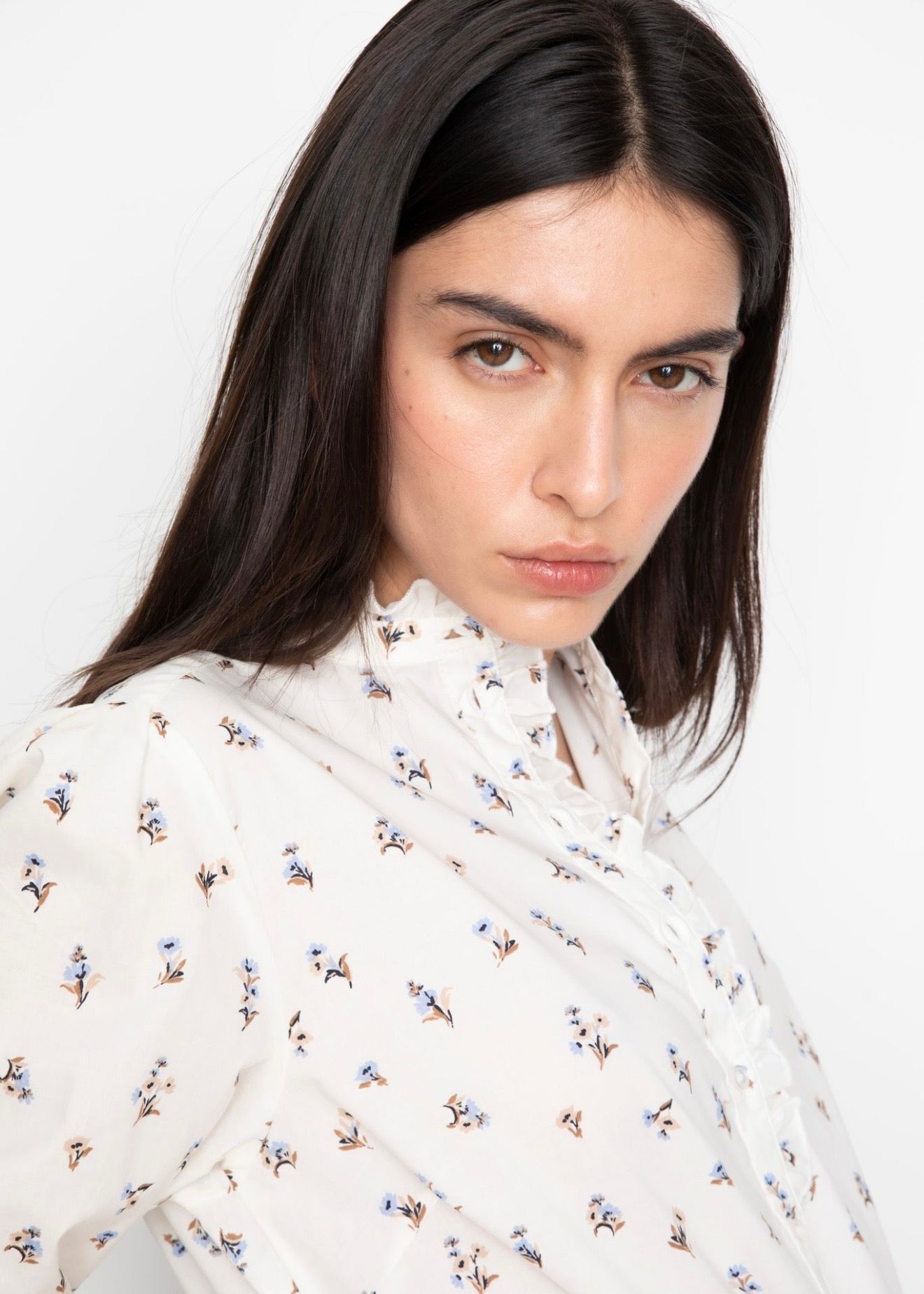 Emily Blouse White Anemone Print