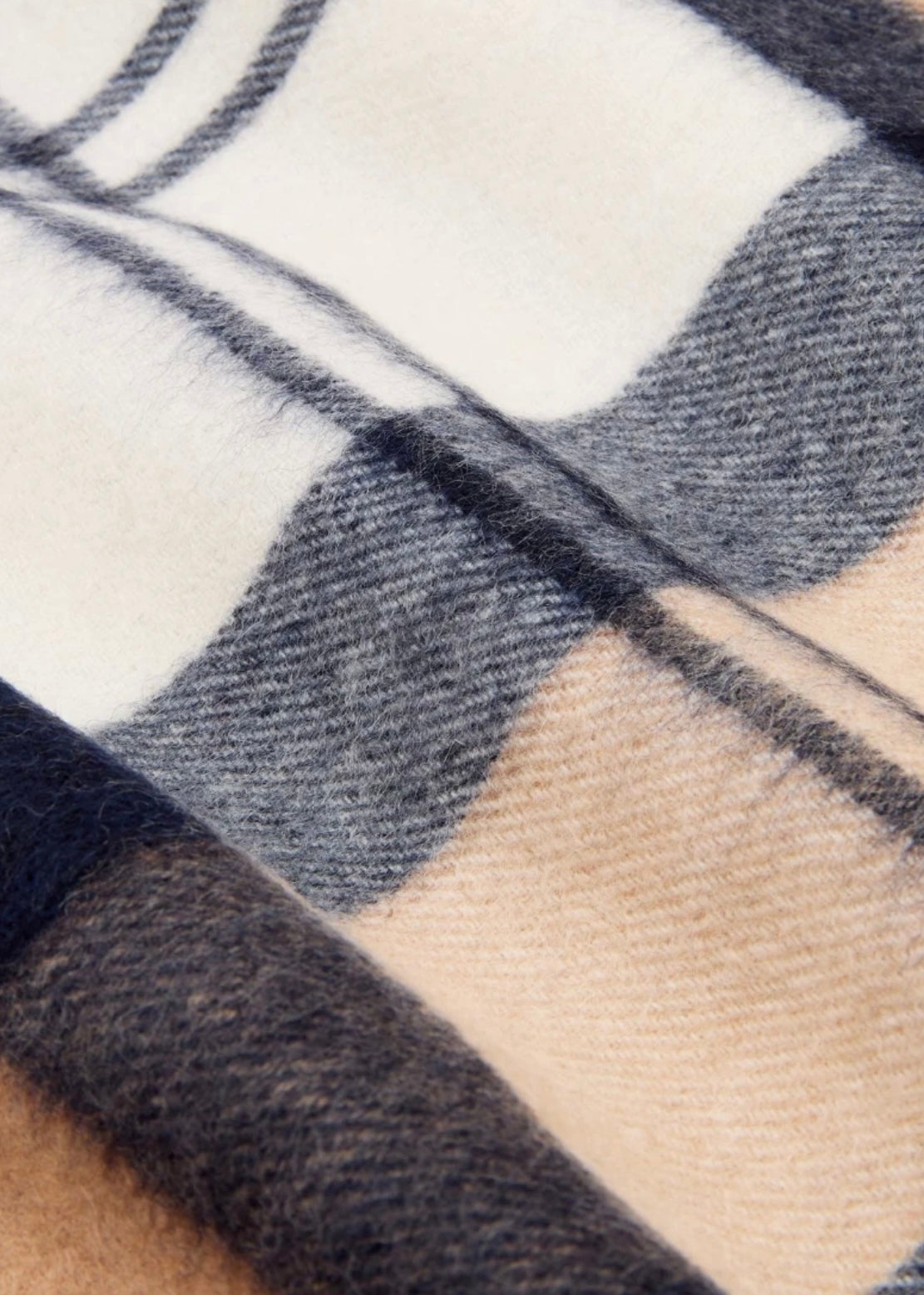 Tartan Cashmere scarf Hessian/Navy