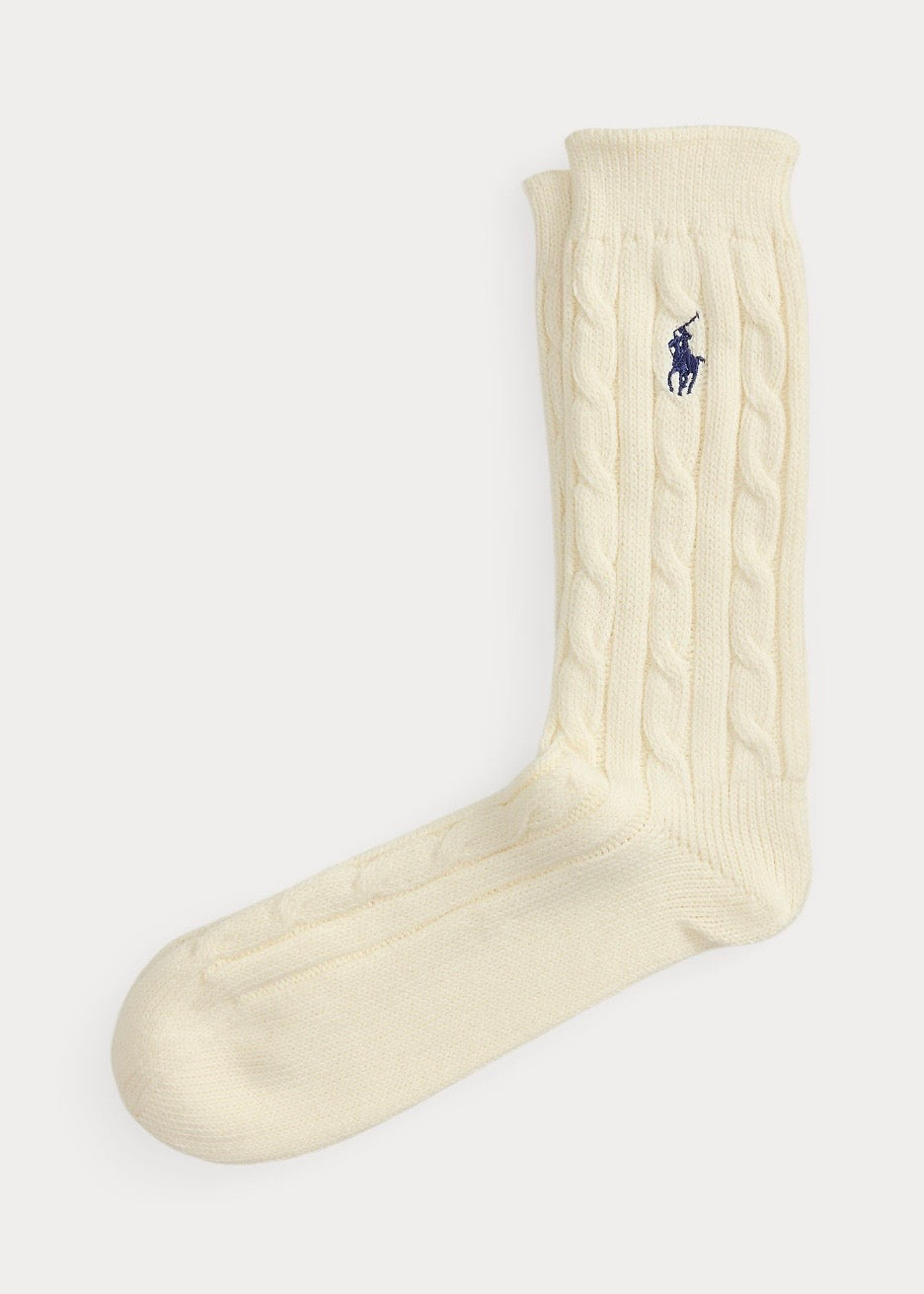 Cable Knit Crew Socks Ivory