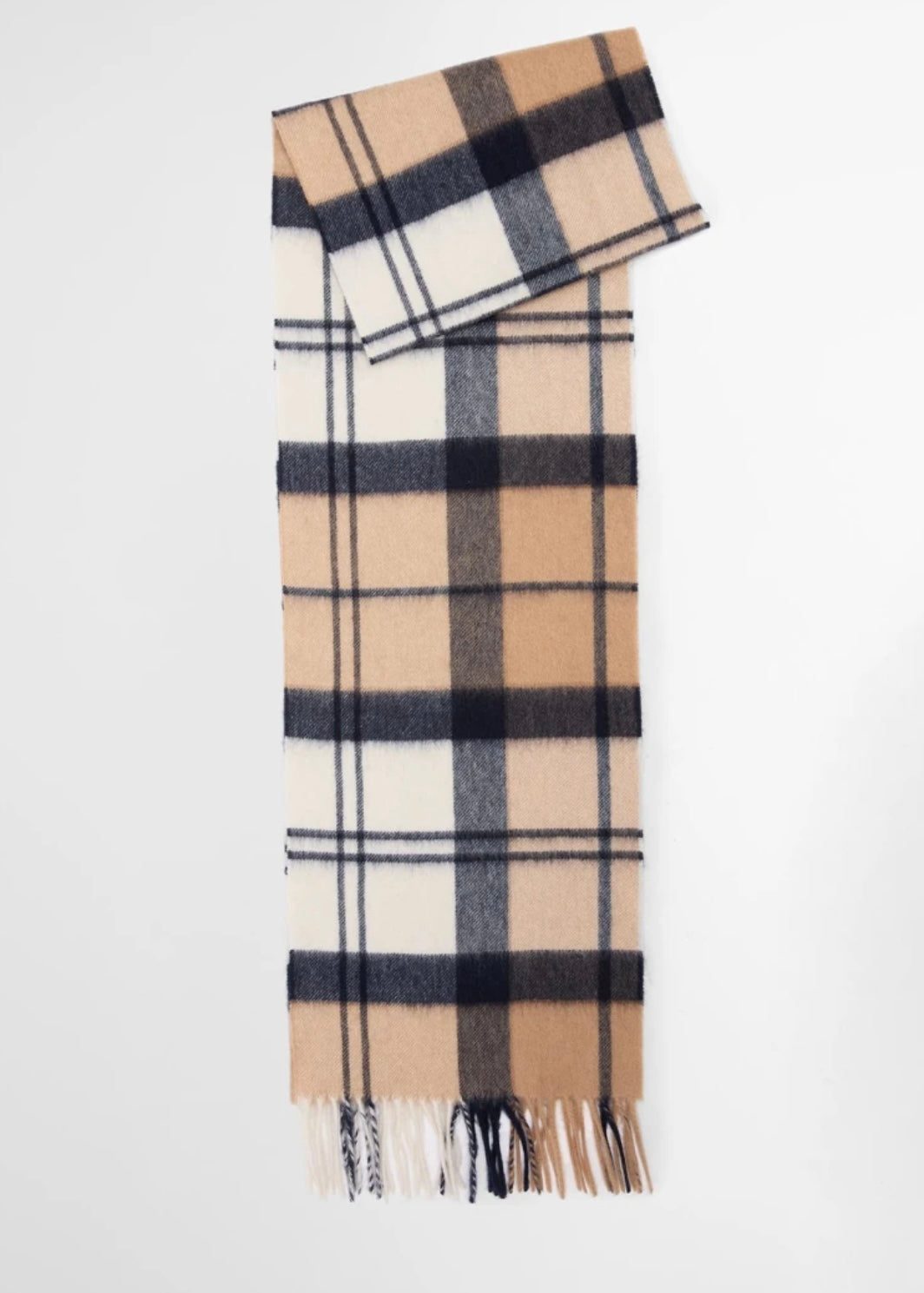Tartan Cashmere scarf Hessian/Navy