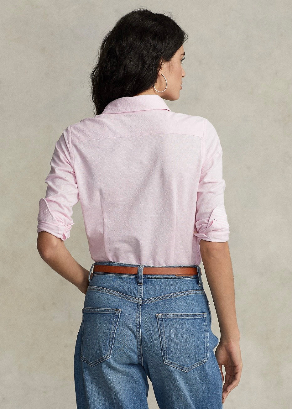 Slim Fit Knit Oxford Shirt Carmel Pink