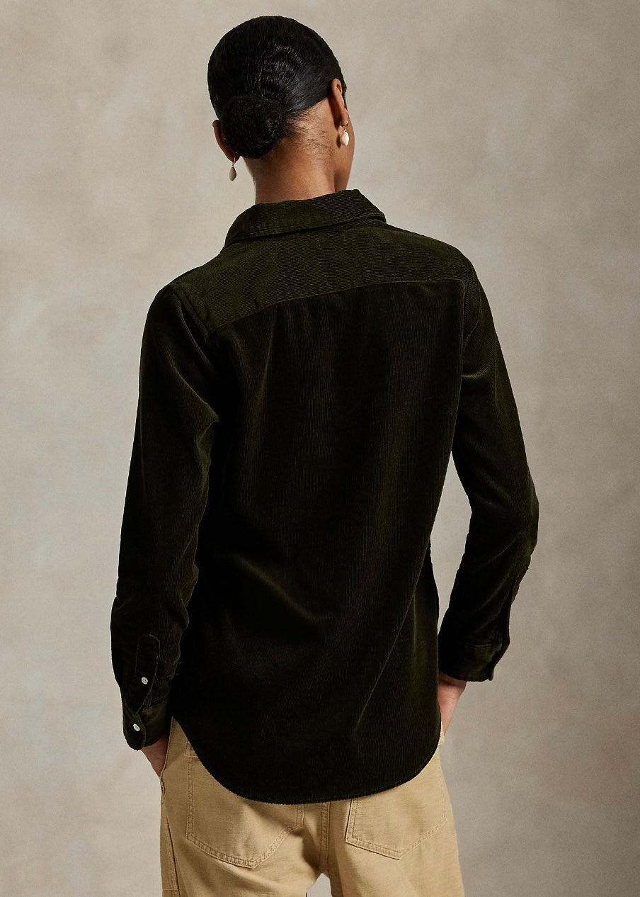 Stertch Slim Fit Corduroy shirt Olive