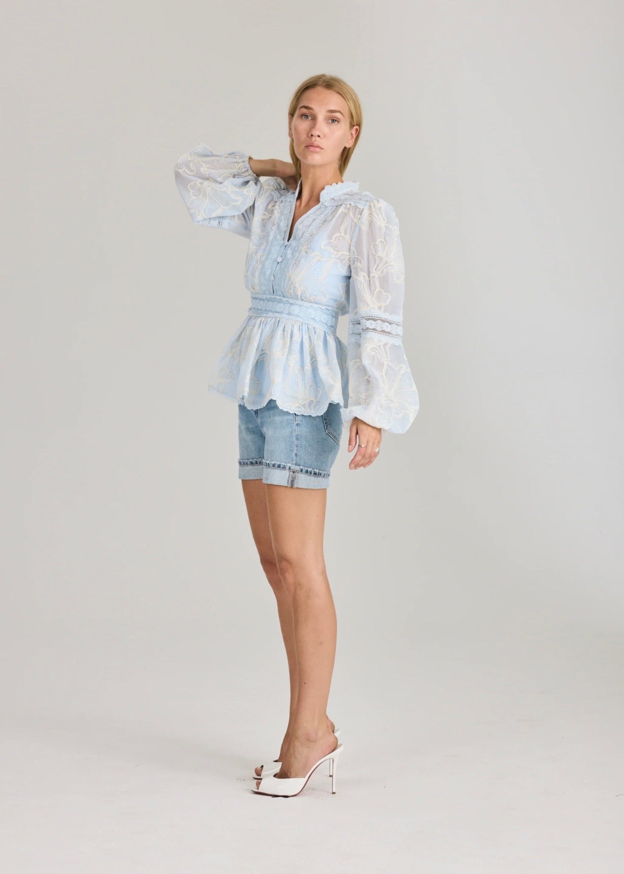 Aliah Needle Blouse Arctic Blue