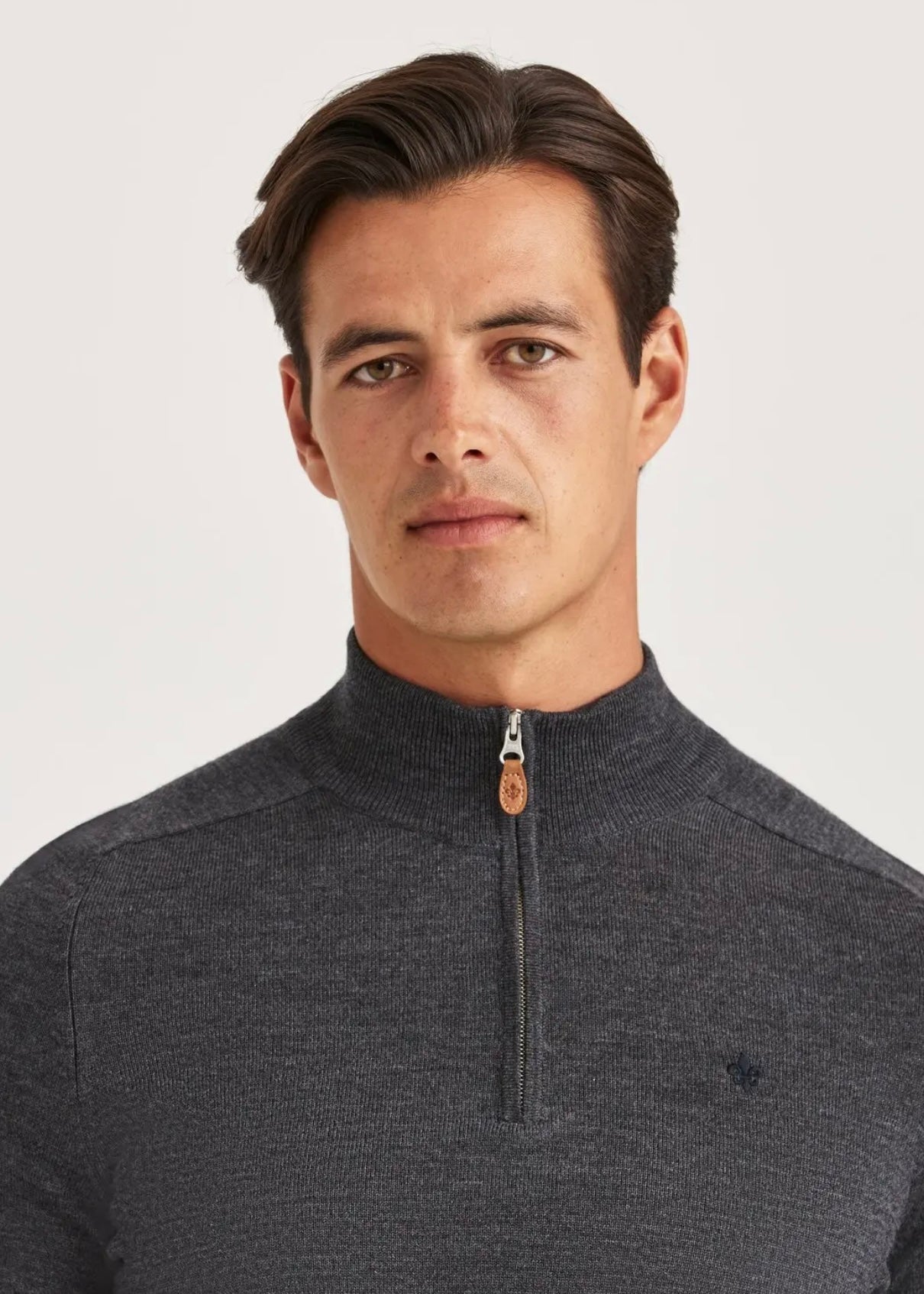 Merino John zip Grey