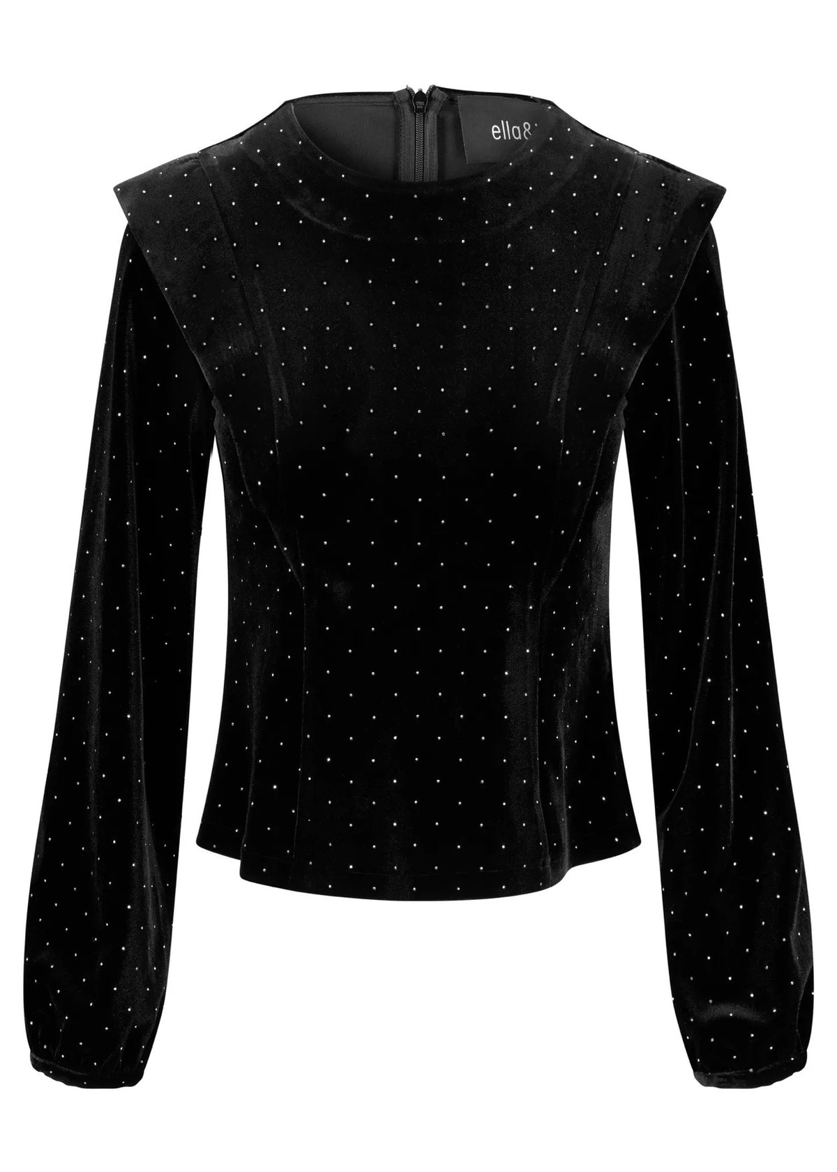 Kendra Stud Velour Blouse Black