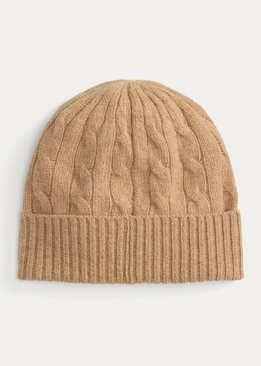 Cable Wool-Cashmere beanie Camel
