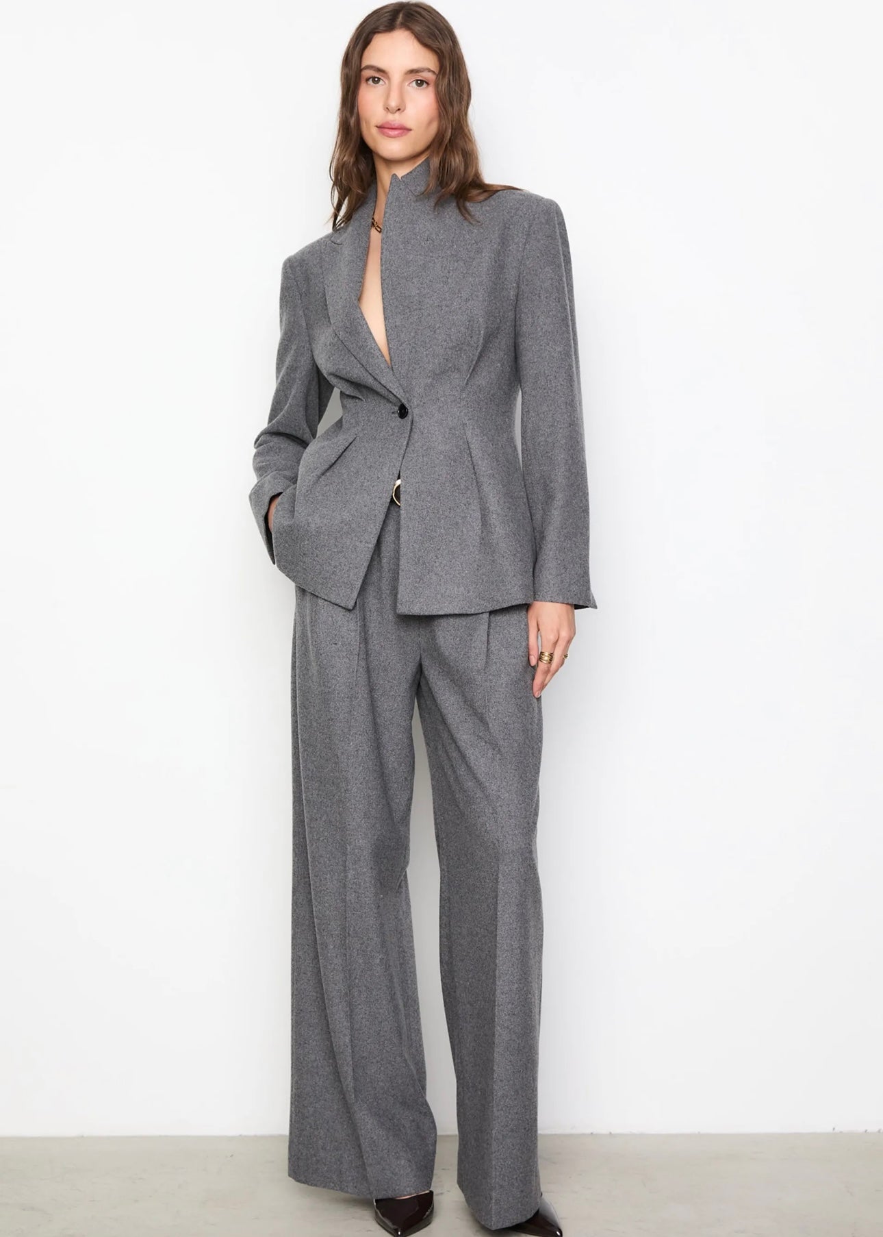 Ava Flannel trouser Grey Melange