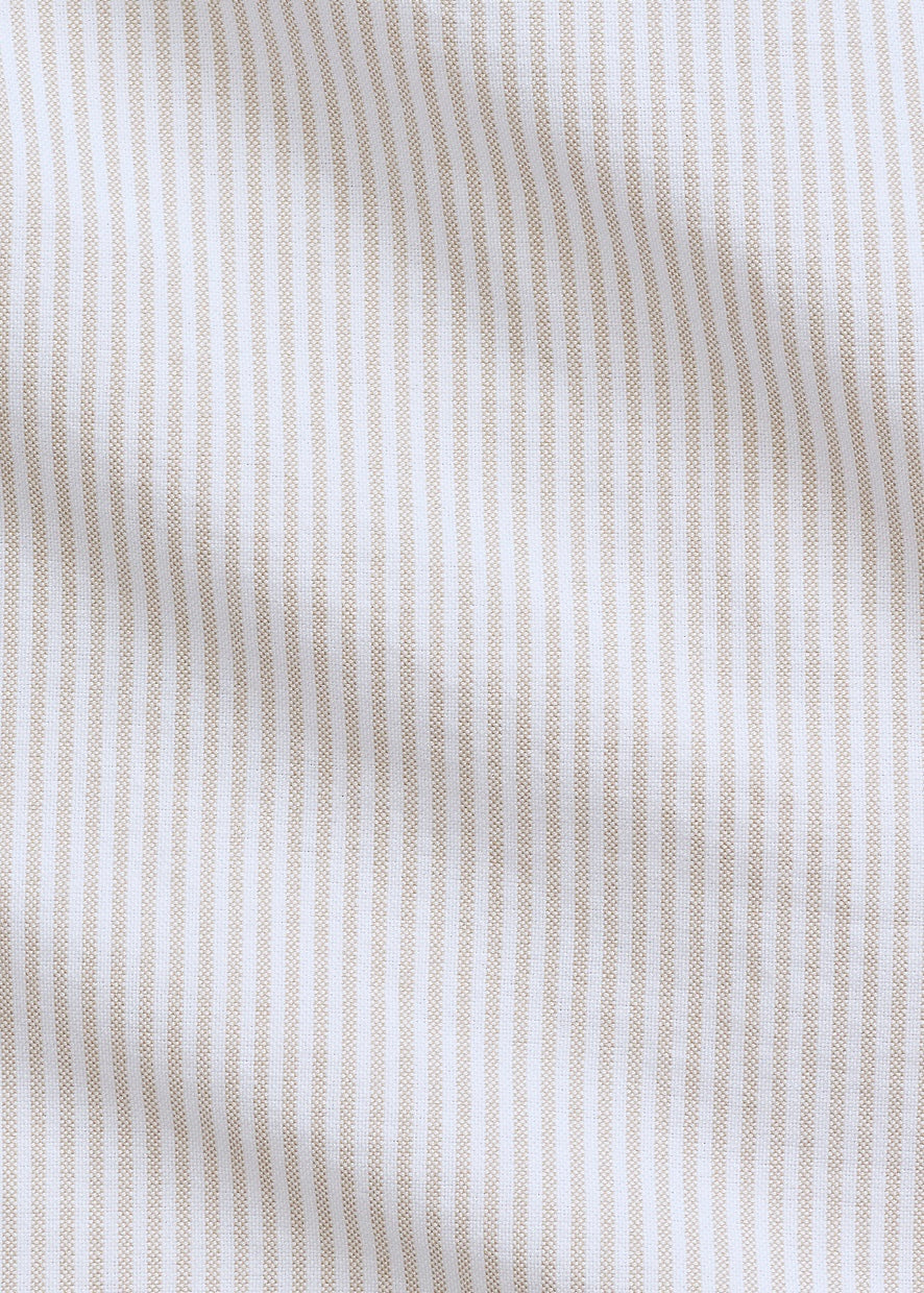 Custom Fit Striped Oxford Shirt Coastal Beige/White