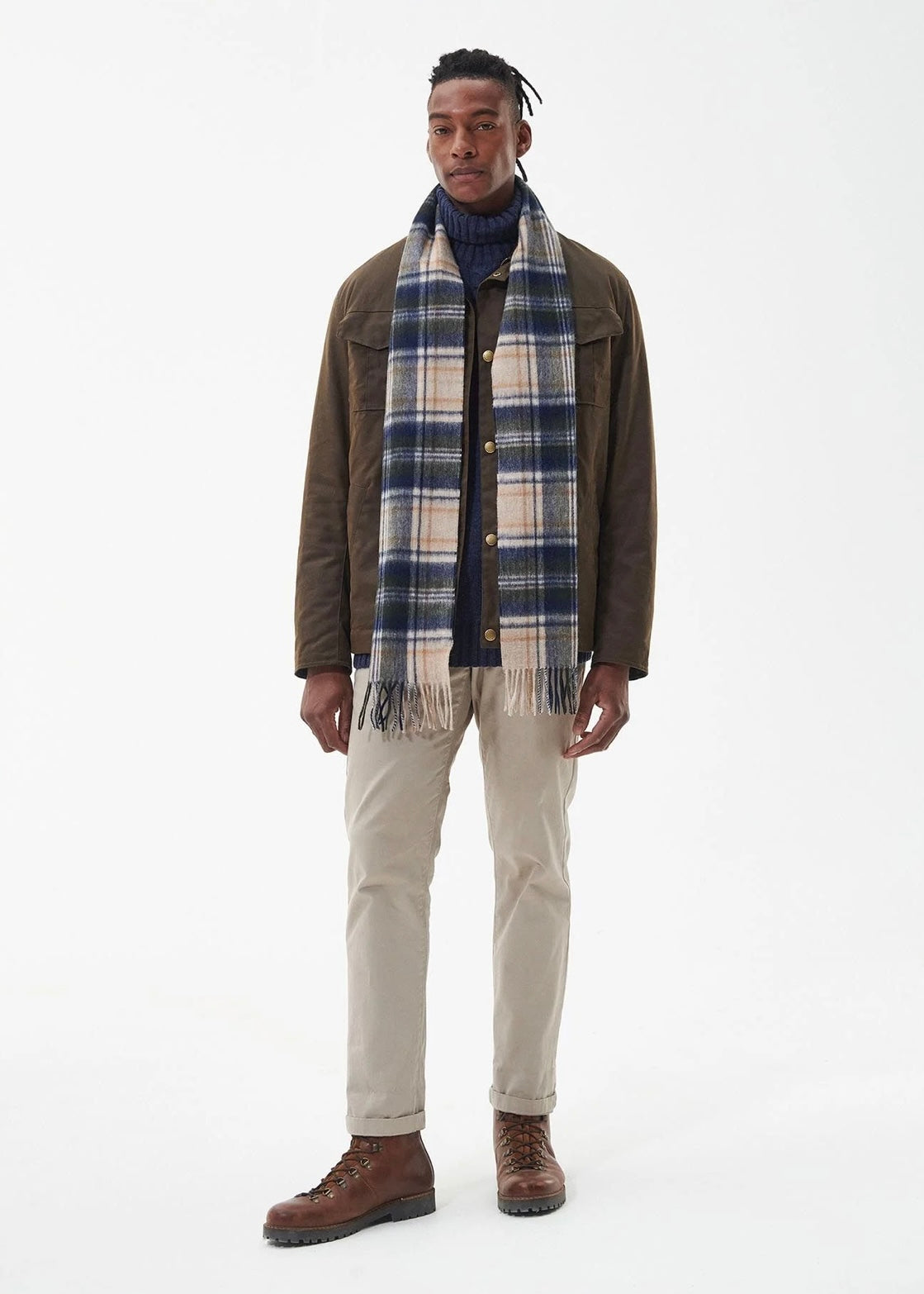 Barbour New Check Tartan scarf - Sand Beige Plaid
