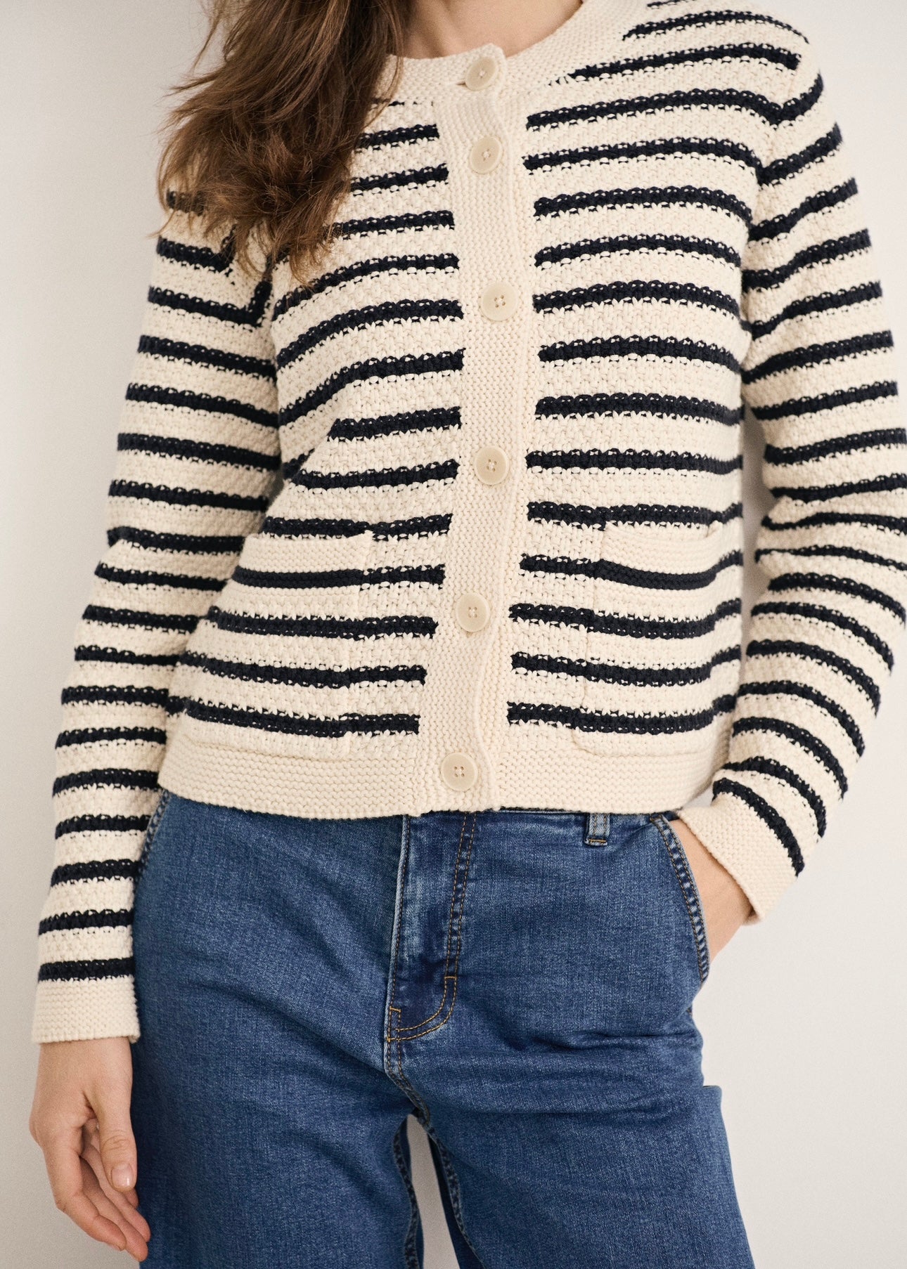 Part Two Elmie cardigan - Dark Navy Stripe