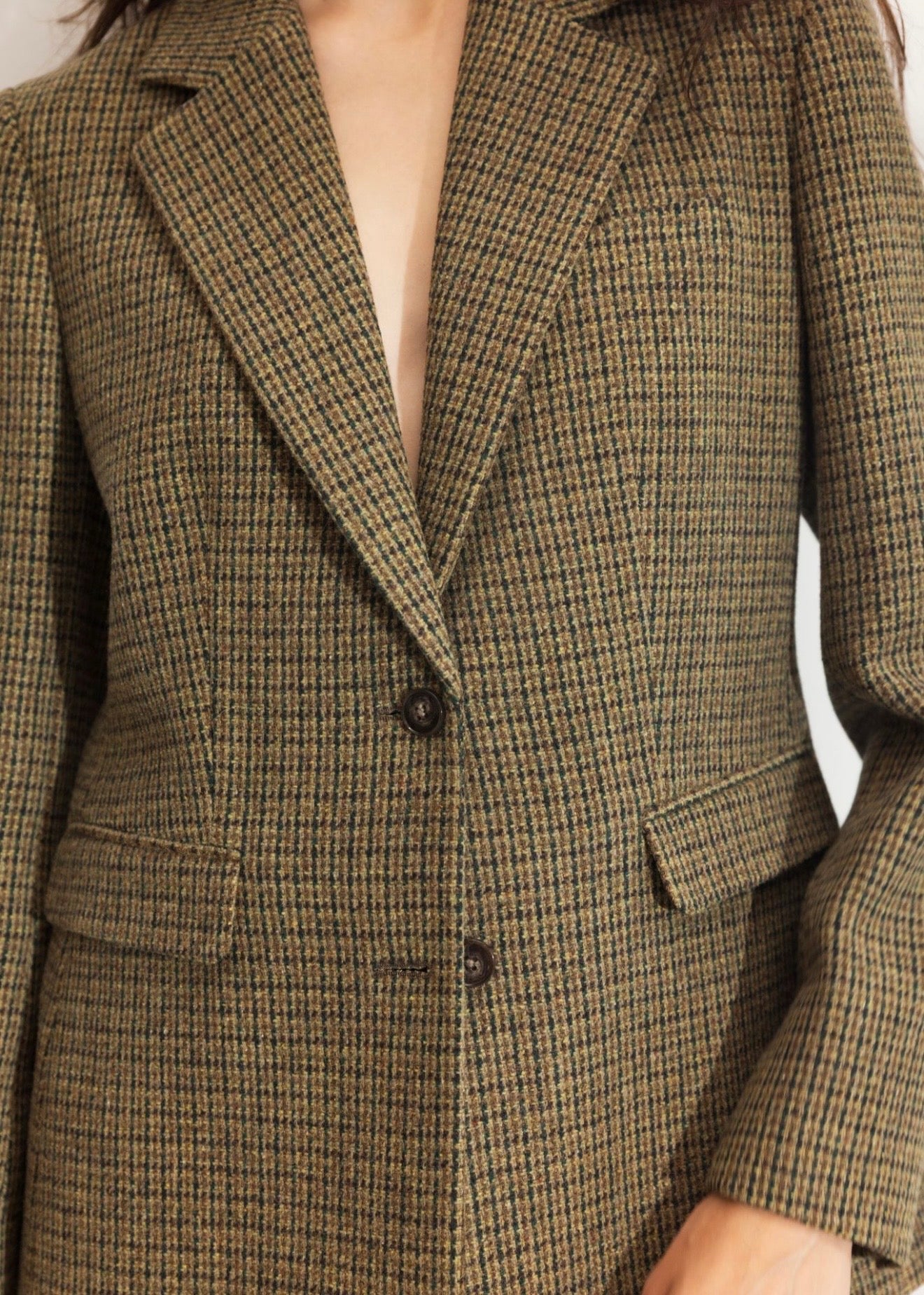 Brook Houndstooth Blazer Green