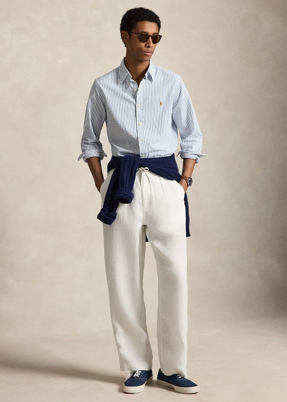 Custom Fit Seersucker Oxford Shirt Blue