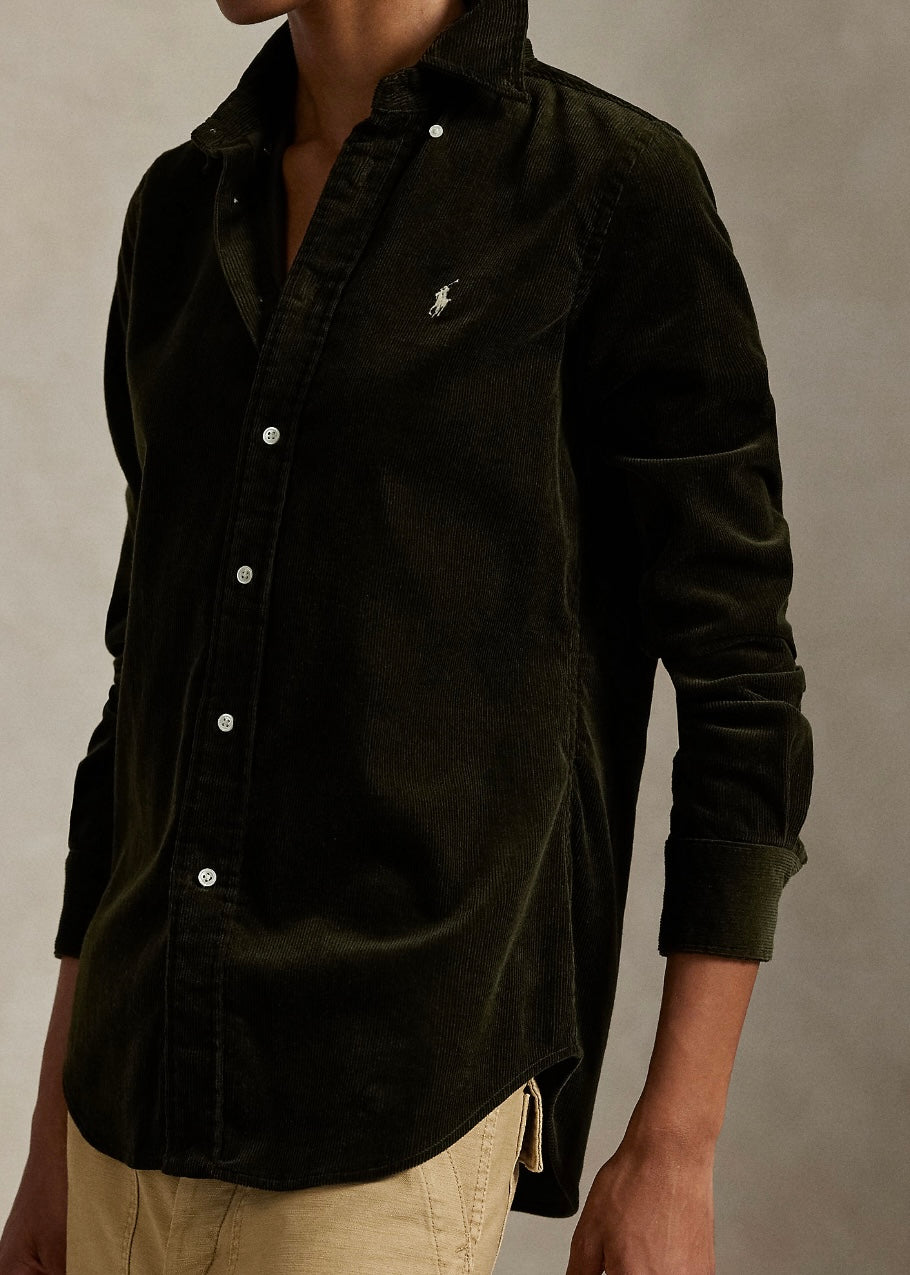 Stertch Slim Fit Corduroy shirt Olive