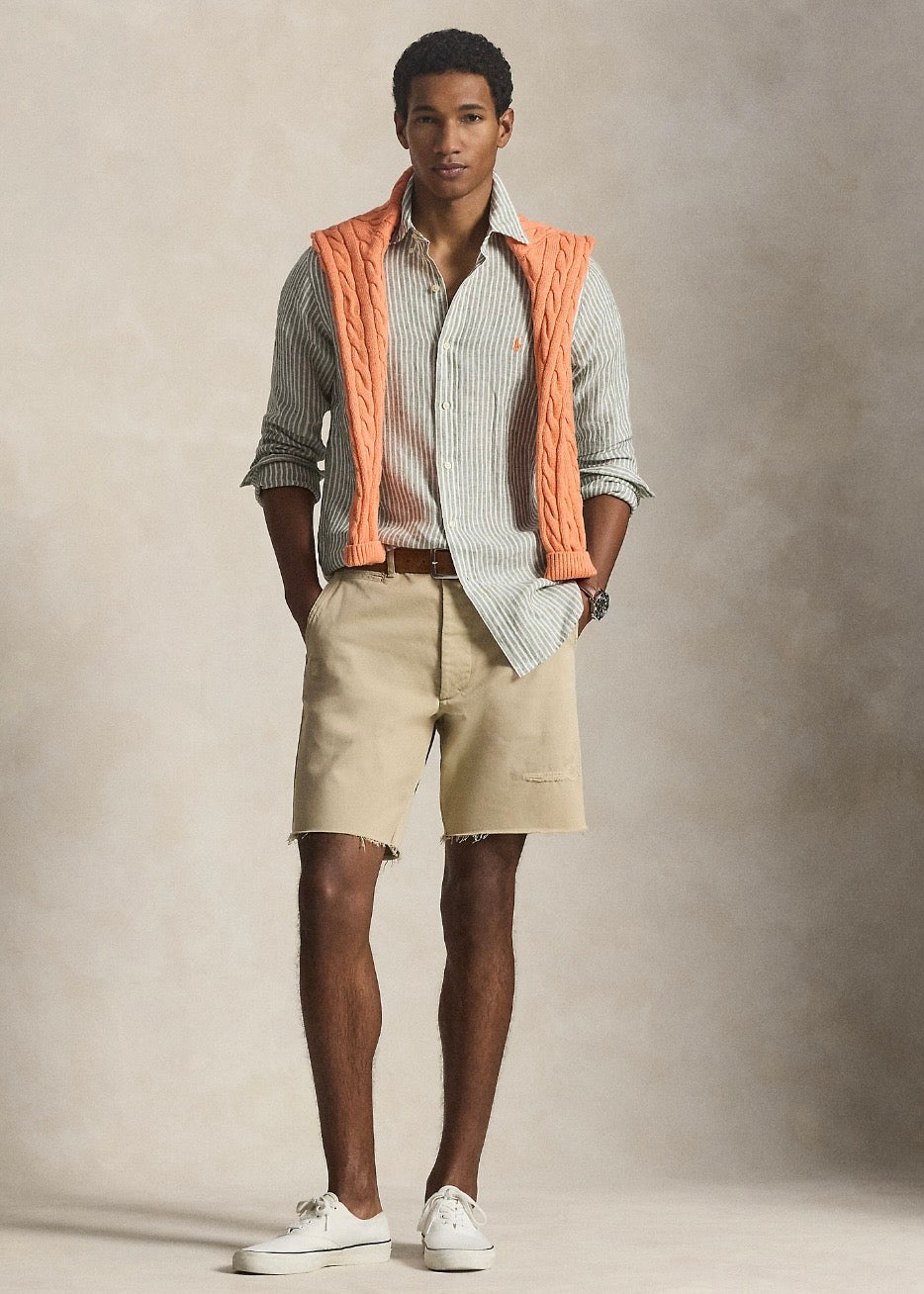Custom Fit Striped Linen Shirt Garden Trail
