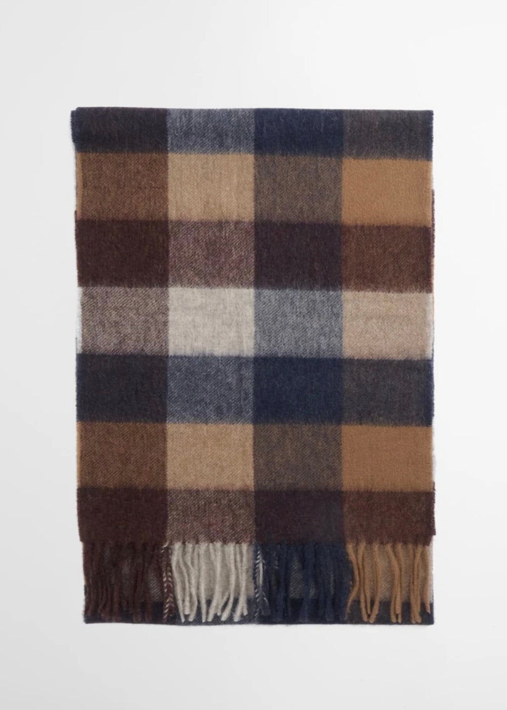 Lambswool Tattersall scarf Midnight Oak