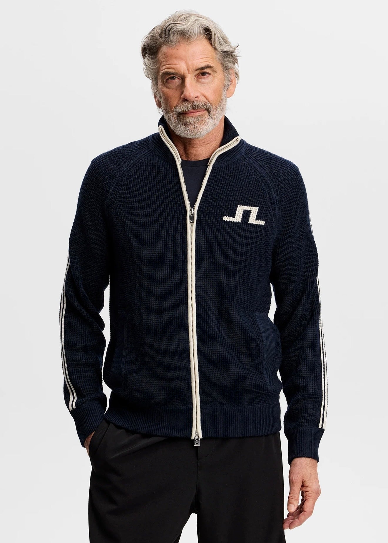 Craig Zip Knit Cardigan JL Navy