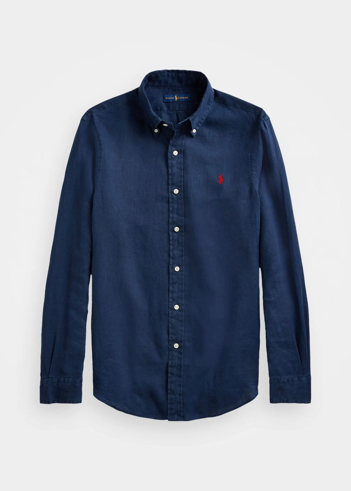 Slim Fit Linen Shirt Navy