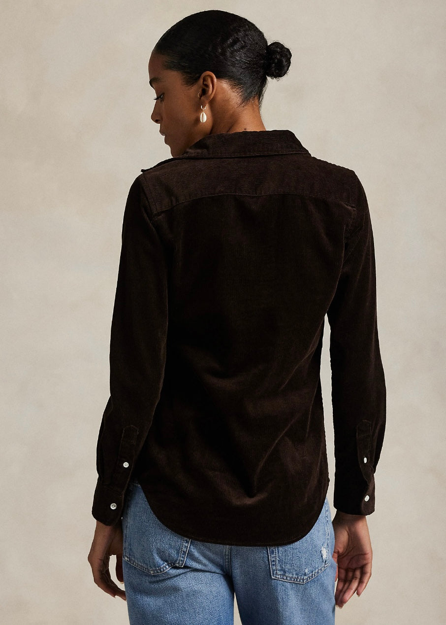 Stertch Slim Fit Corduroy shirt Dark Bleech