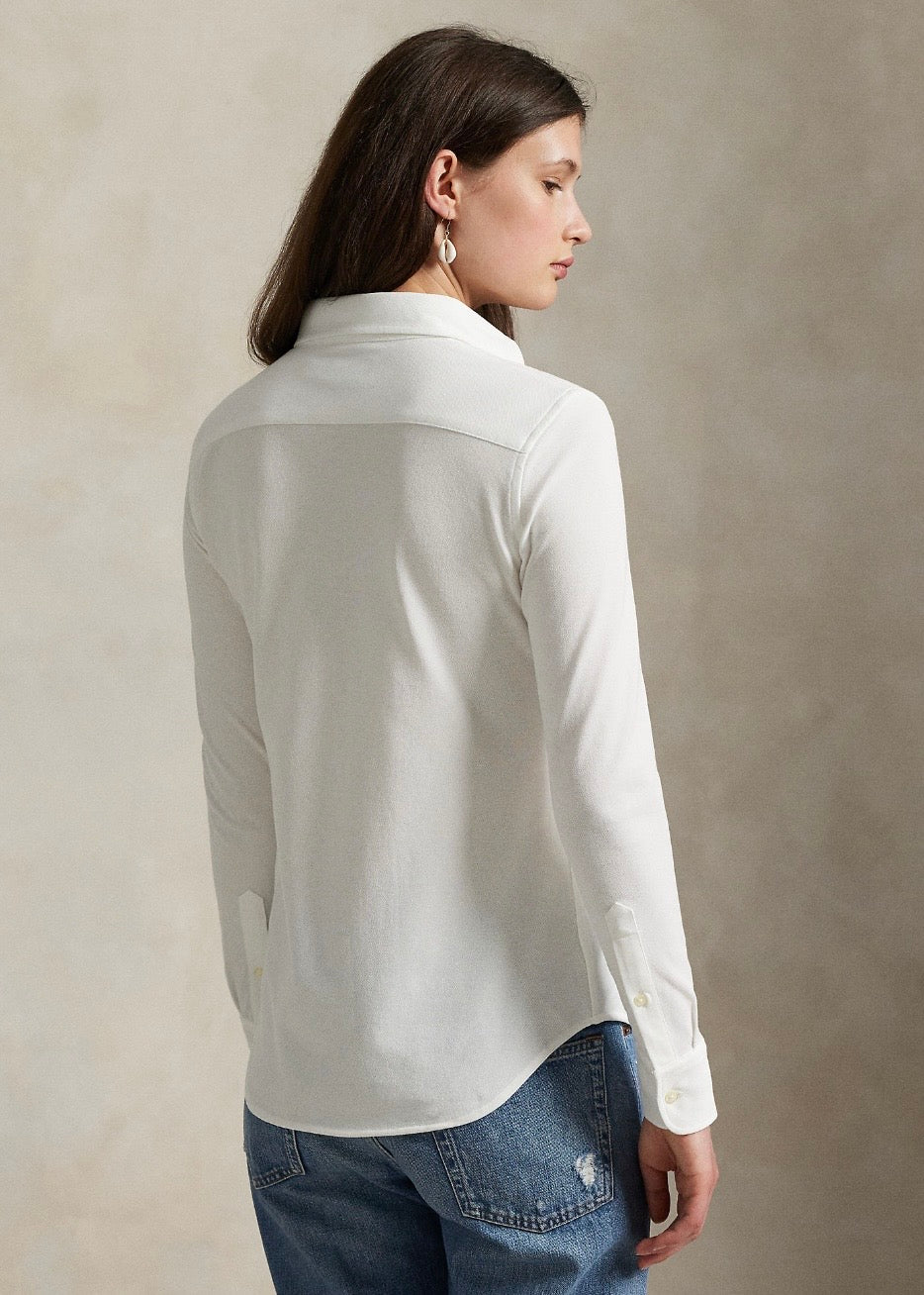 Slim Fit Knit Oxford Shirt White