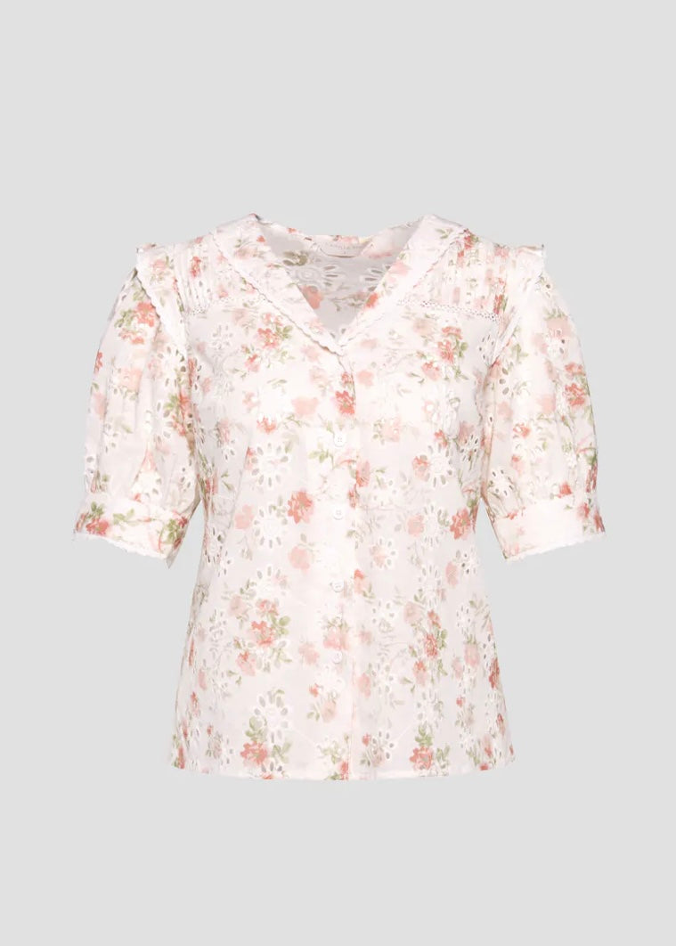 Camilla Pihl Hera blouse - White Rose Print