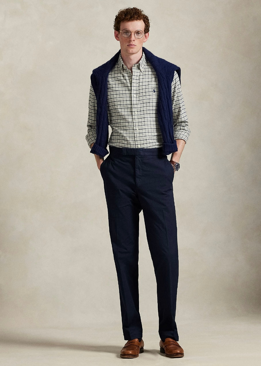 Custom Fit Plaid Twill shirt White Grey