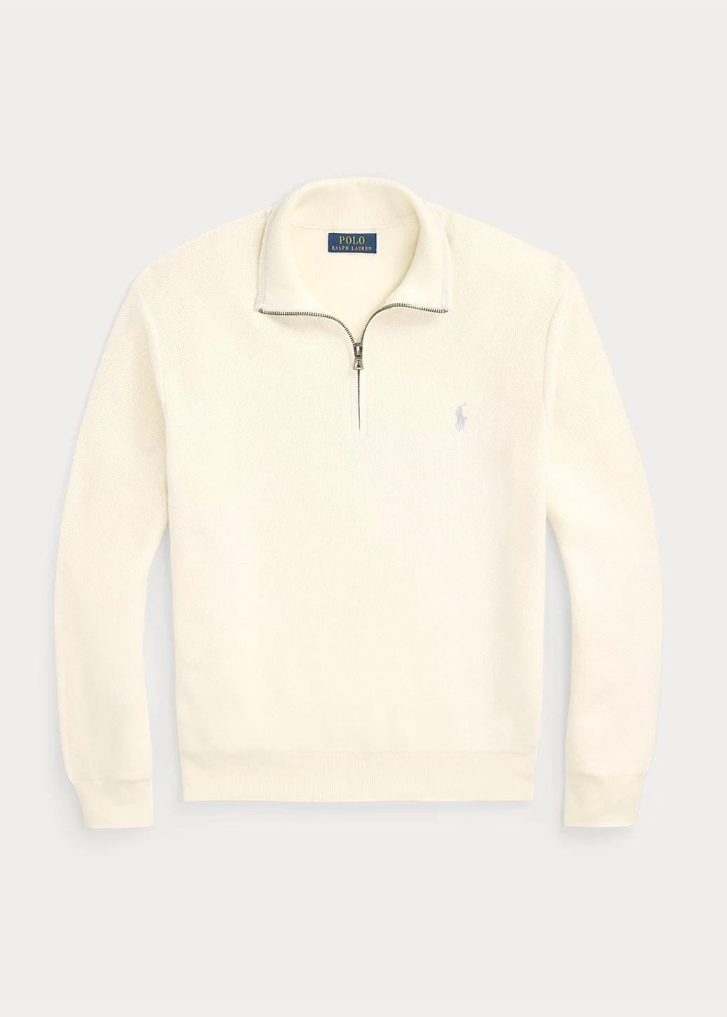 Mesh Knit Quarter Zip Herbal Milk