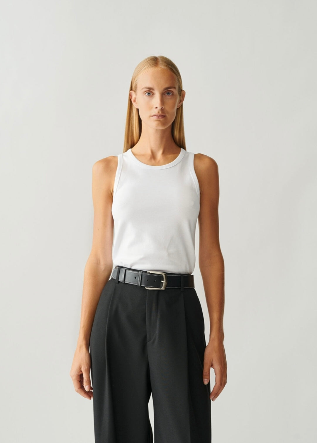 Julie Josephine Ella Rib top - White