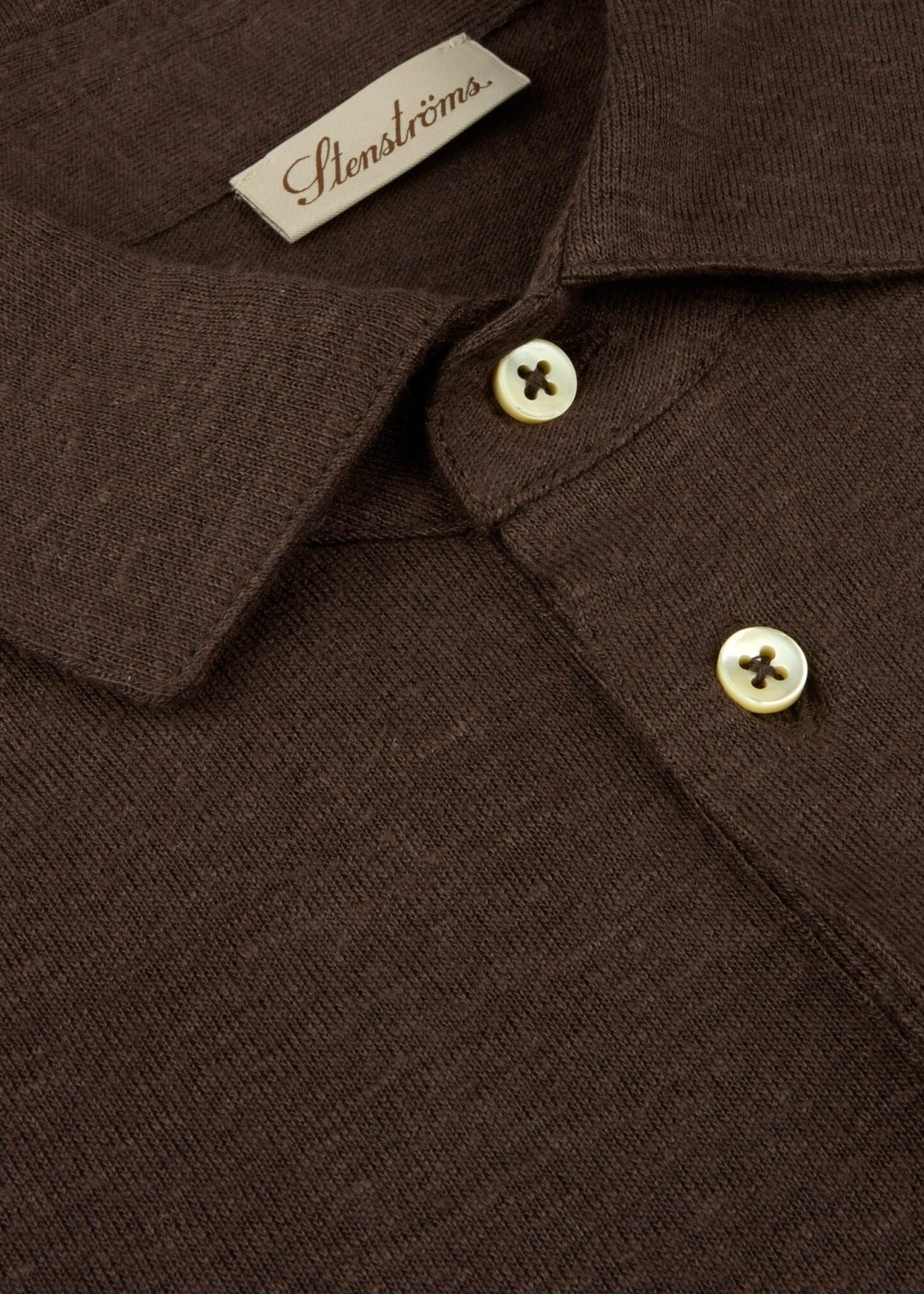 Linen Polo Shirt Dark Brown