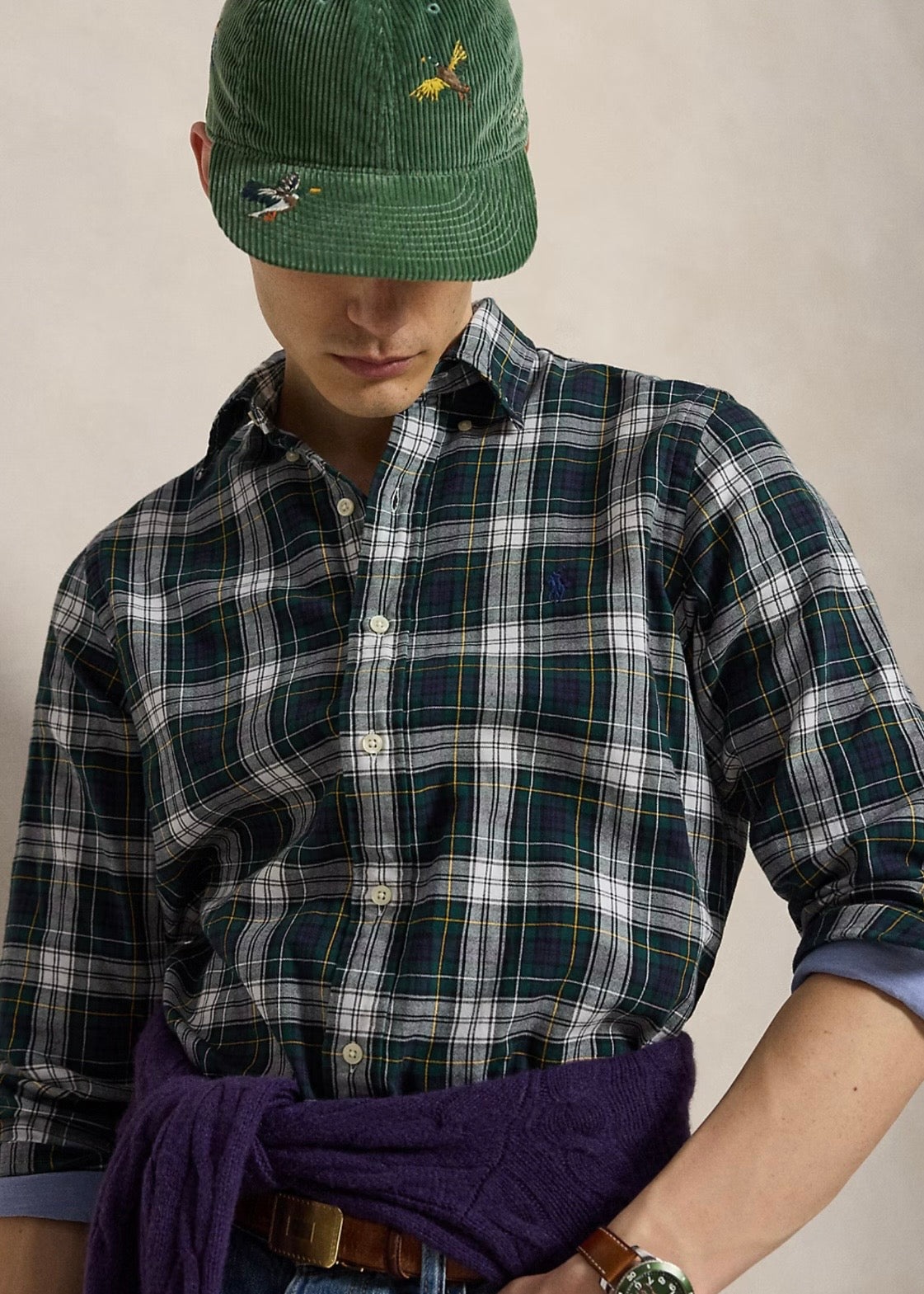 Custom Fit Double Faced Oxford Shirt Navy