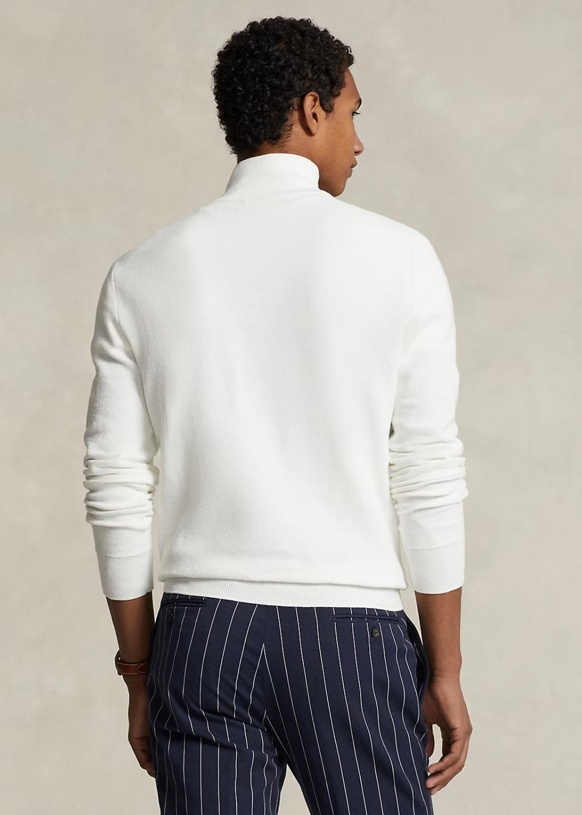 Mesh Knit Quarter Zip Deckwash White