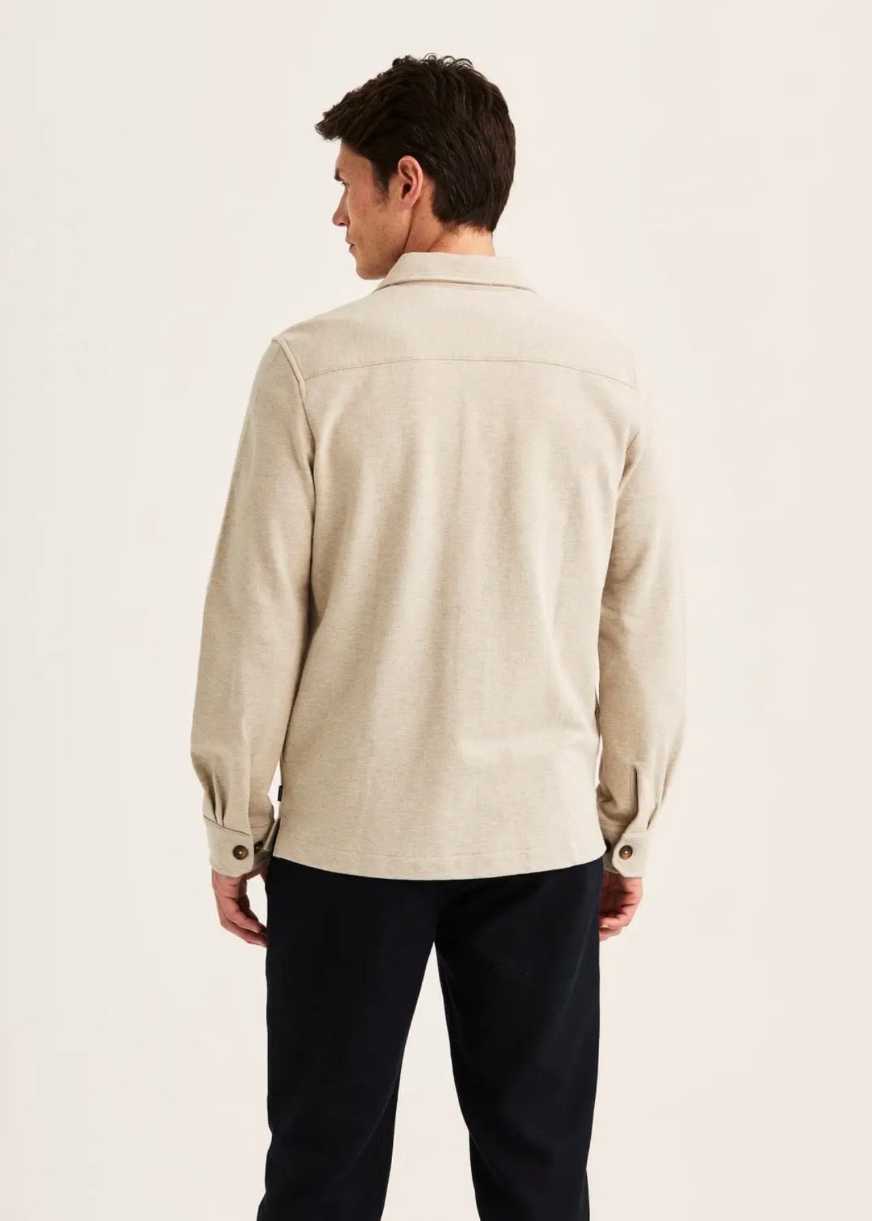 Andrew Piqué Jersey Overshirt Khaki