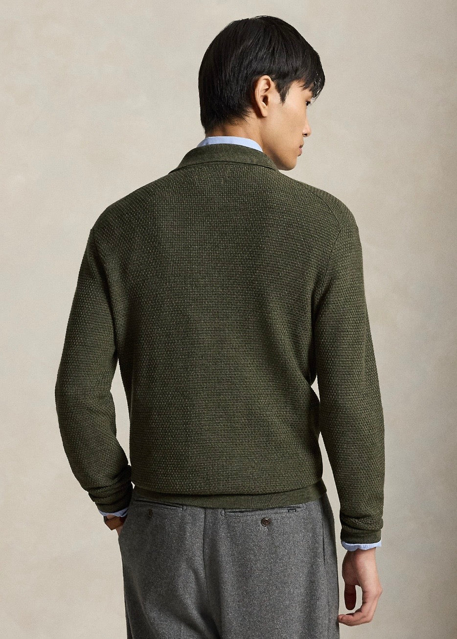 Wool Polo Collar Sweater Cargo Olive