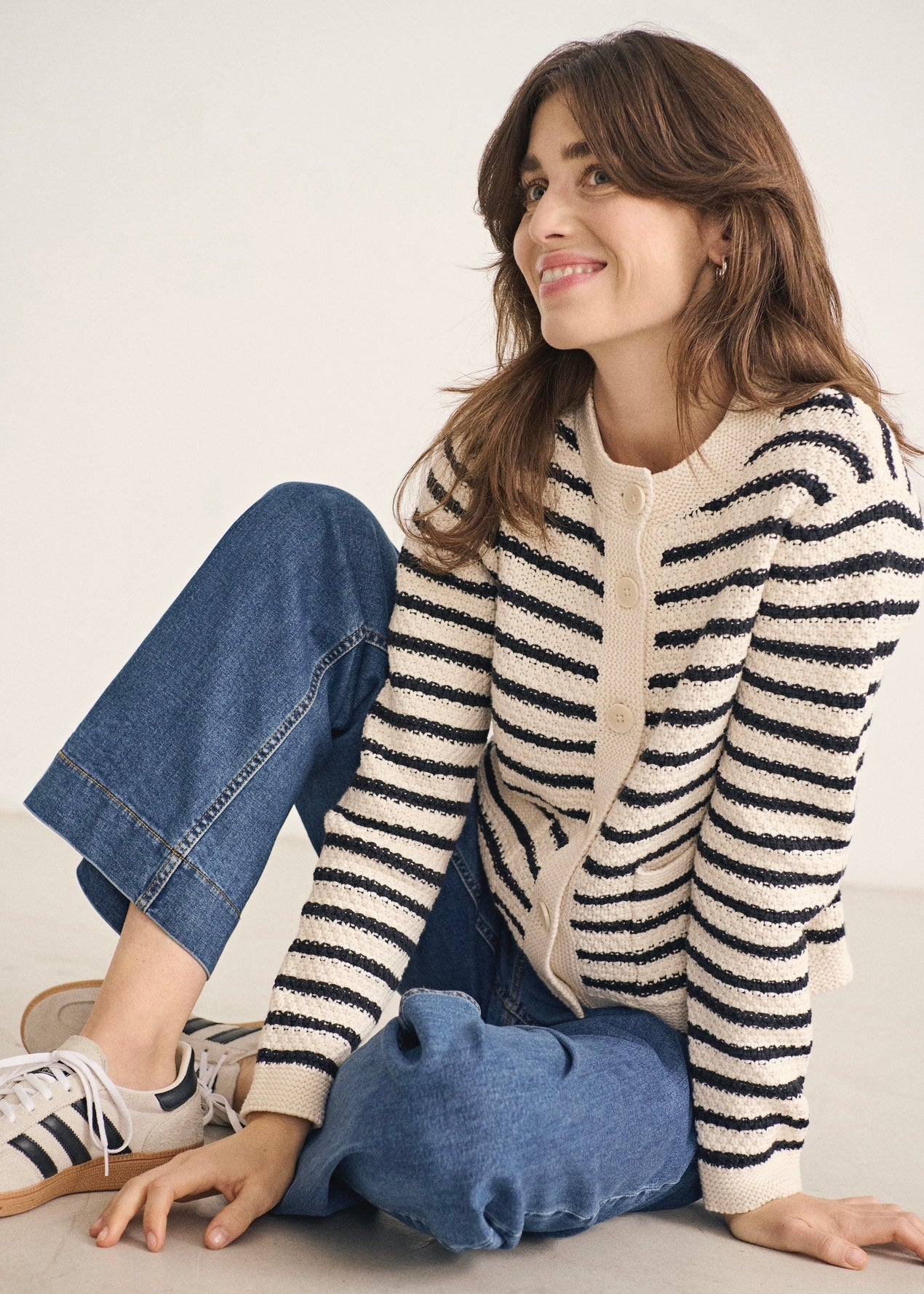 Part Two Elmie cardigan - Dark Navy Stripe