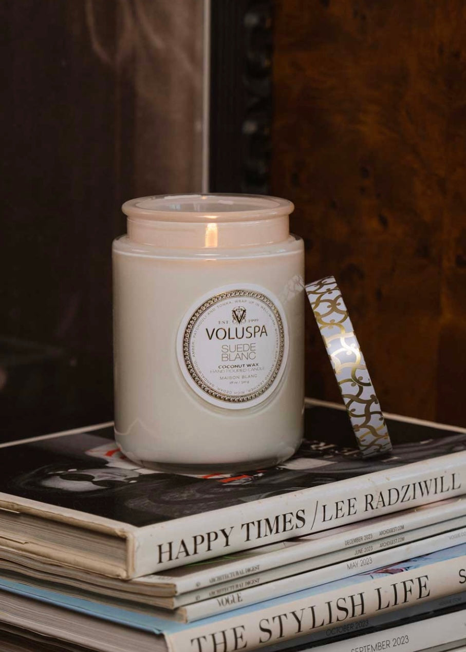 Large Jar Suede Blanc