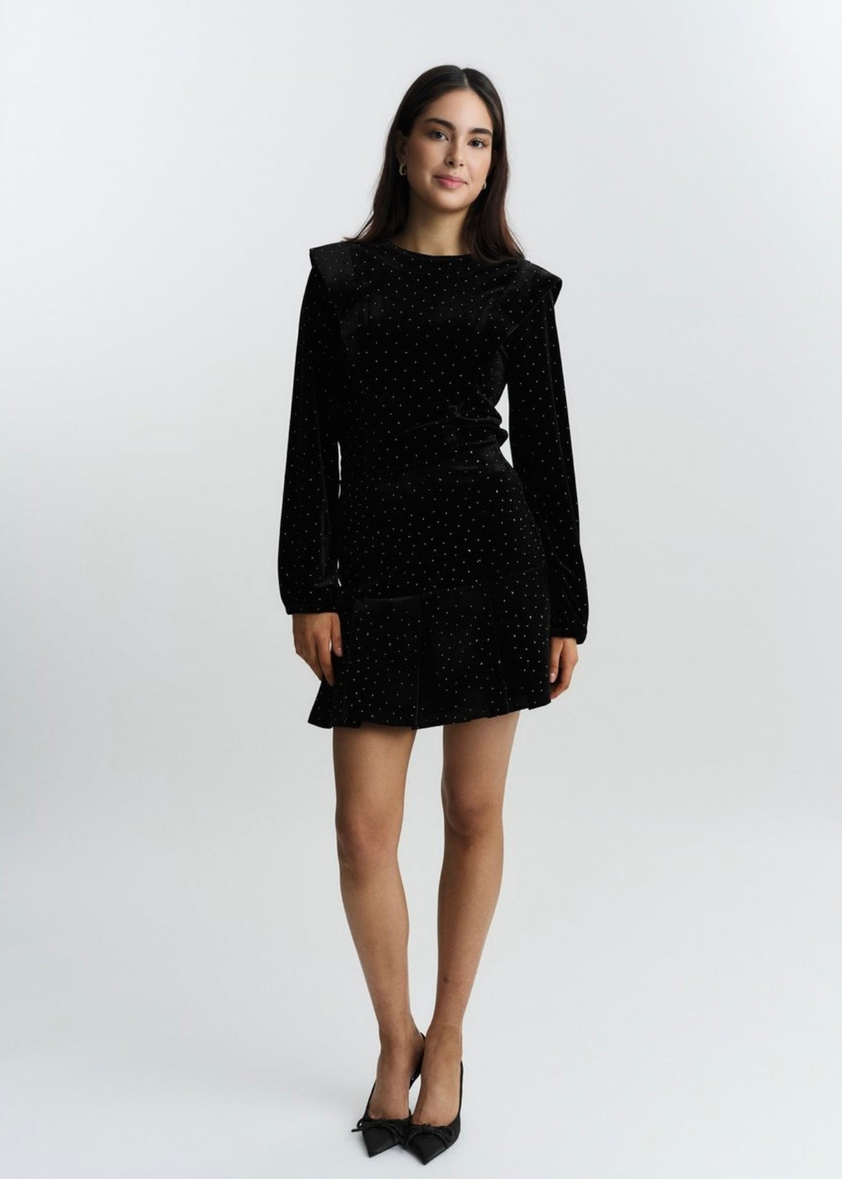 Kendra Stud Velour blouse Black