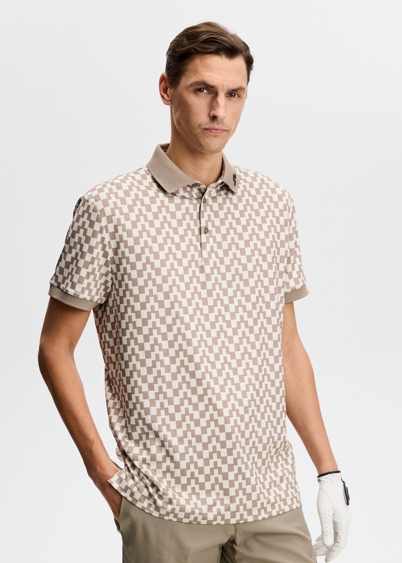 Tour Tech Print Polo Brindle Stack