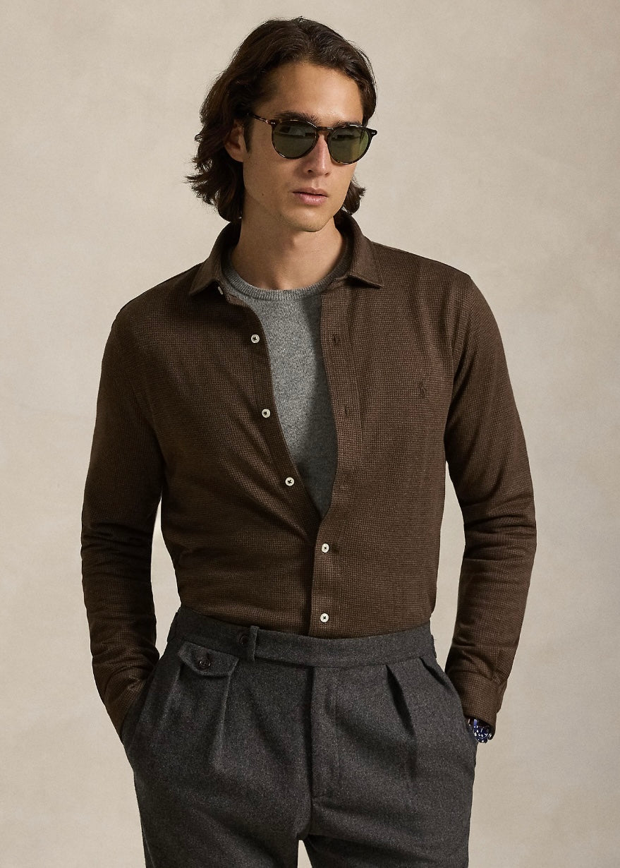 Houndstooth Jersey Shirt Brown