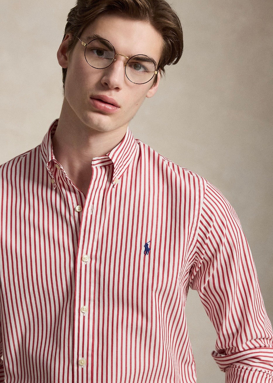 Custom Fit Striped Broadcloth Shirt White/Red