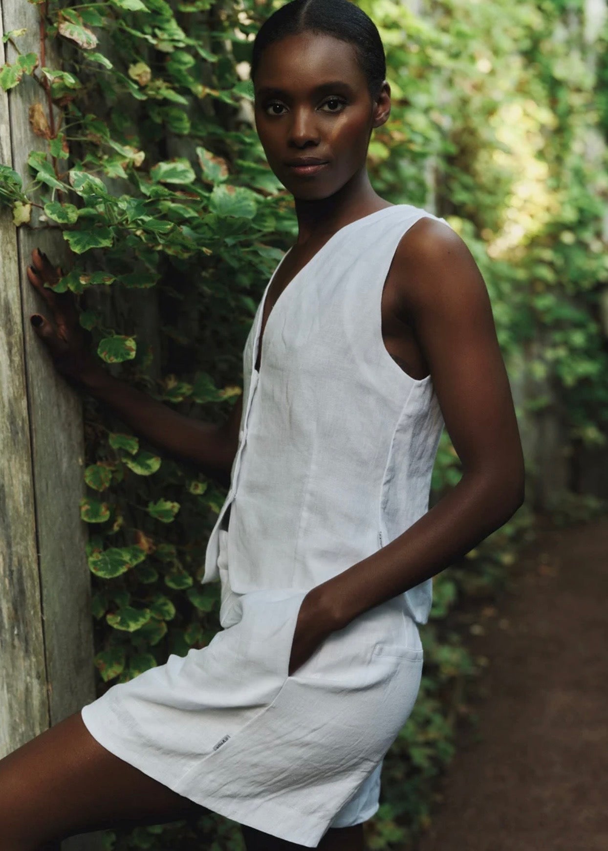 Freya Solid Linen Shorts White