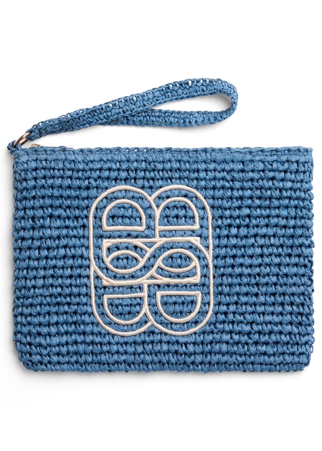 Mim Straw Clutch Blue