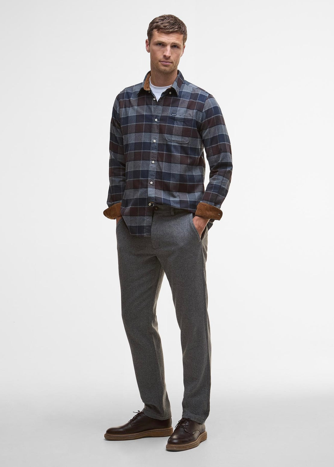 Valley Tailored Checked shirt Brown