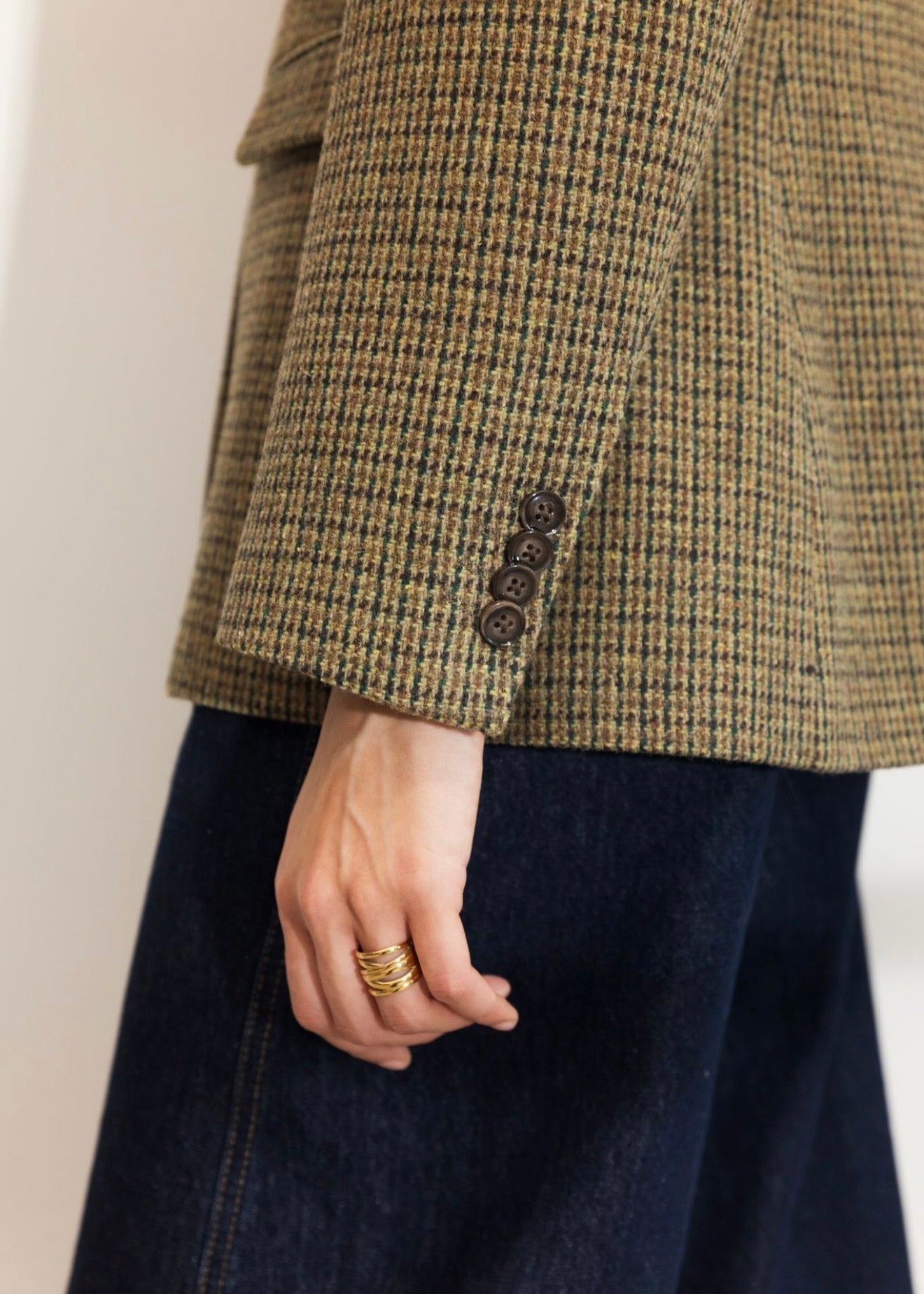 Brook Houndstooth Blazer Green