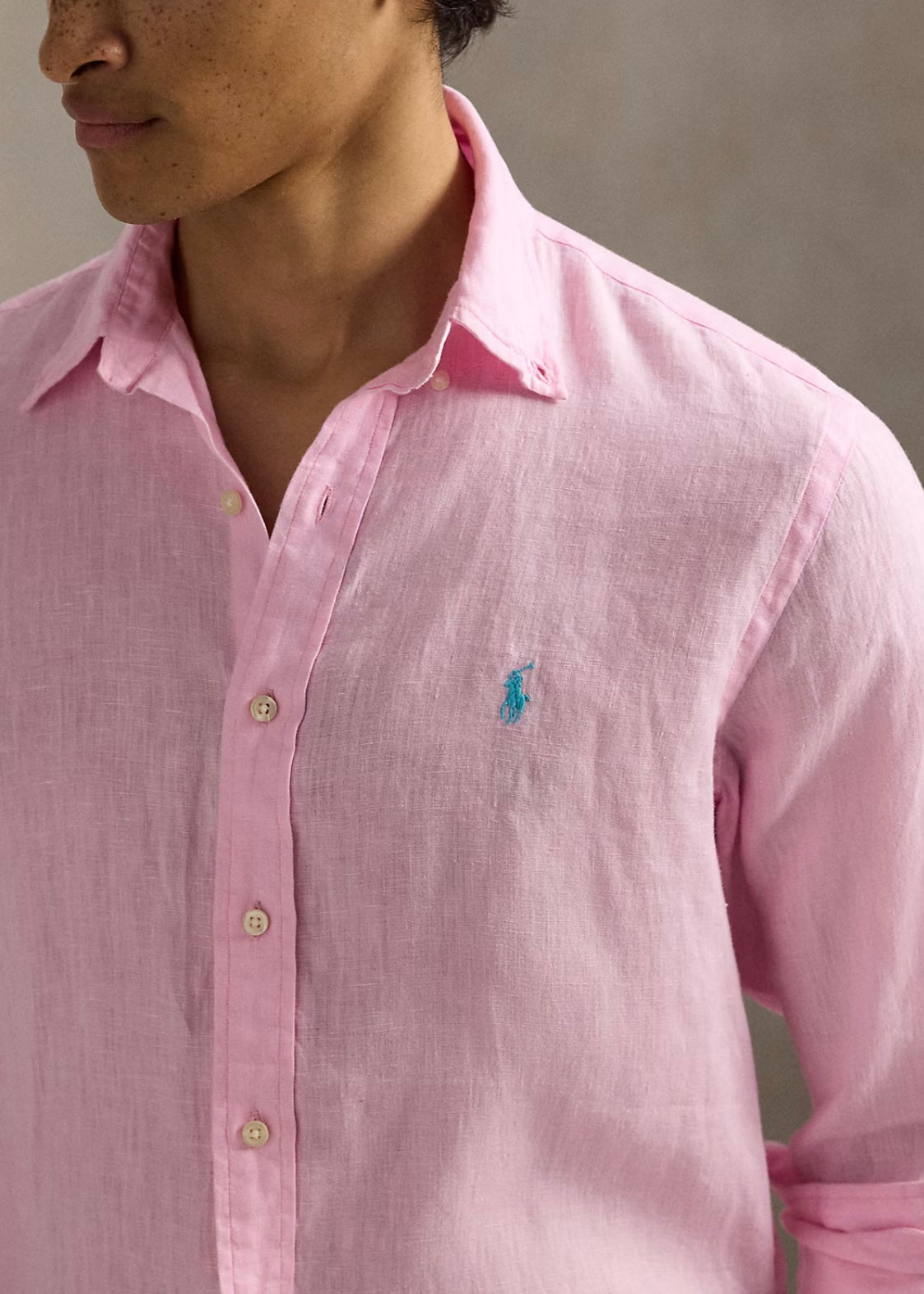 Custom Fit Linen Shirt Carmel Pink